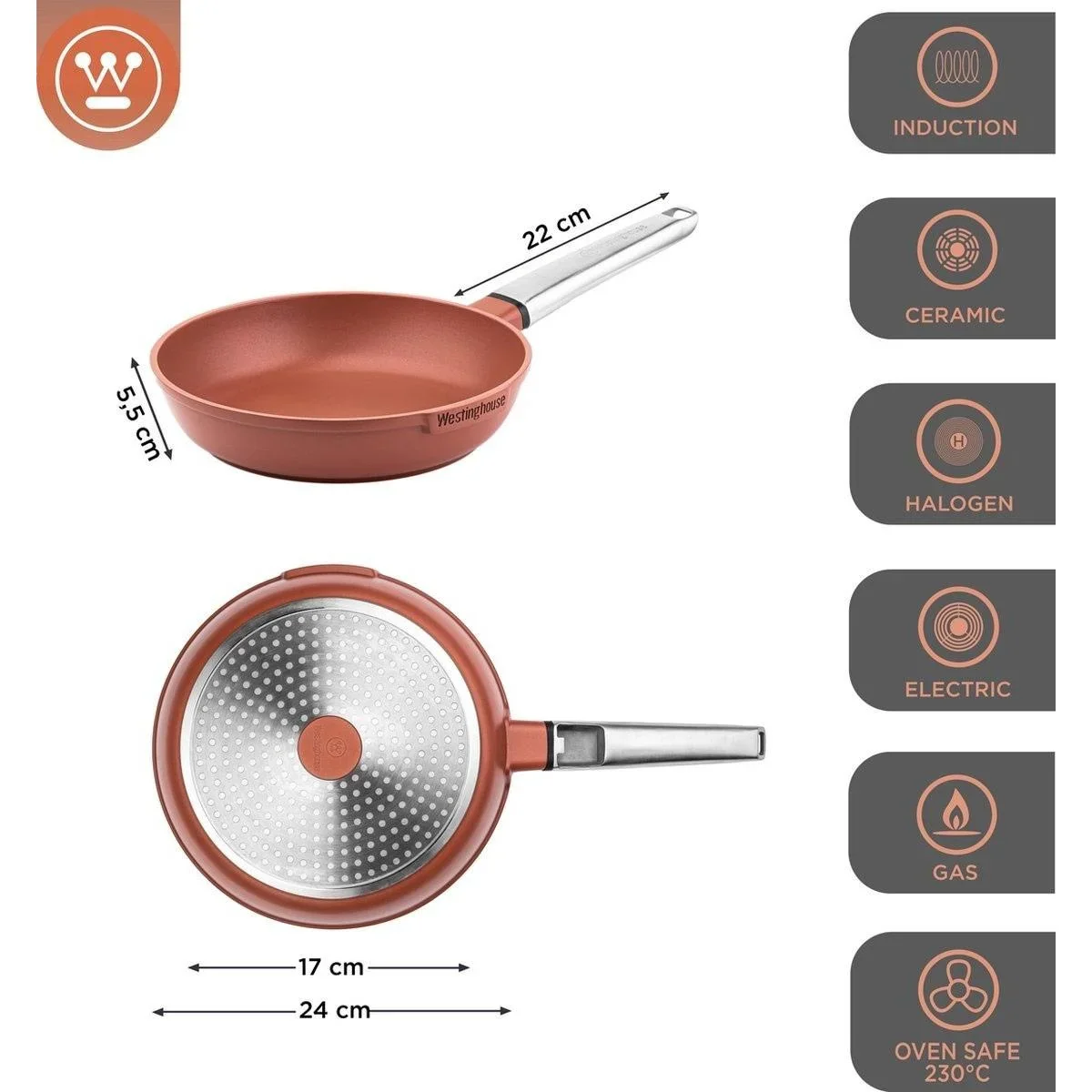 Performance Series Töpfe und Pfannen - Bratpfanne 24 cm + Wokpfanne 28 cm - Orange - 2