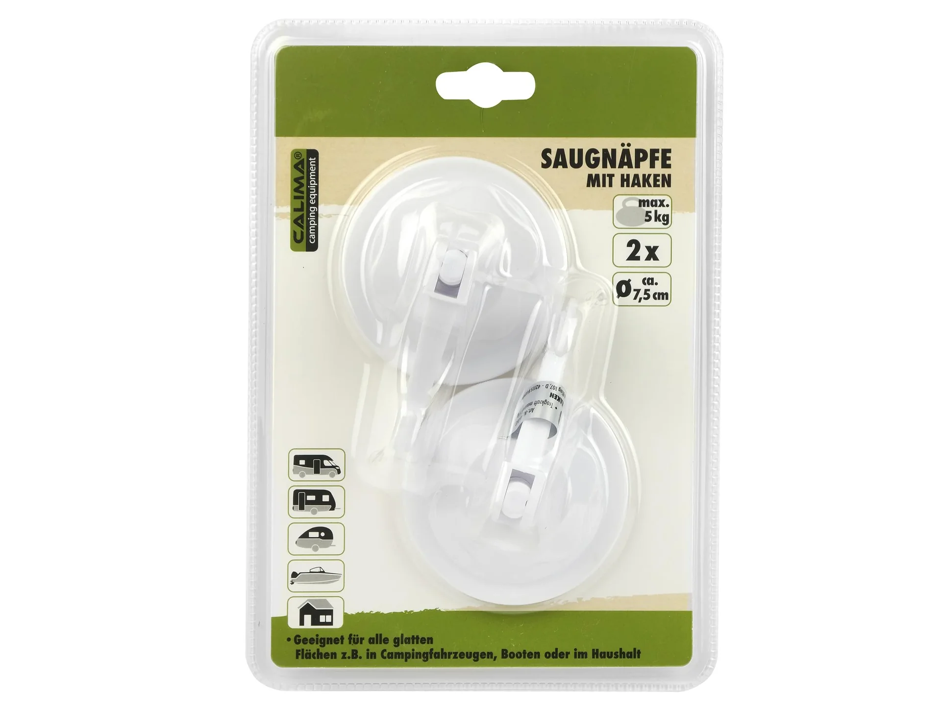 Saugnapfhaken 7,5 cm,  2 Stück, Tragkraft max. 5 kg - 2