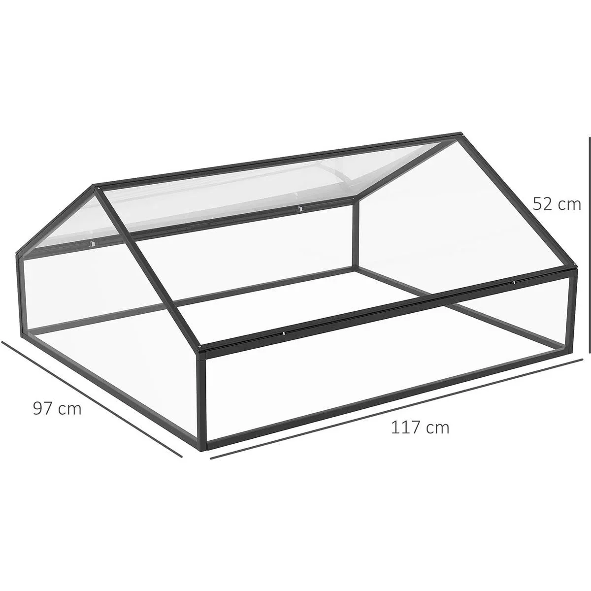 Gewächshaus mit verstellbaren Türen, 117 x 97 x 52 cm, Aluminium, transparent - 1