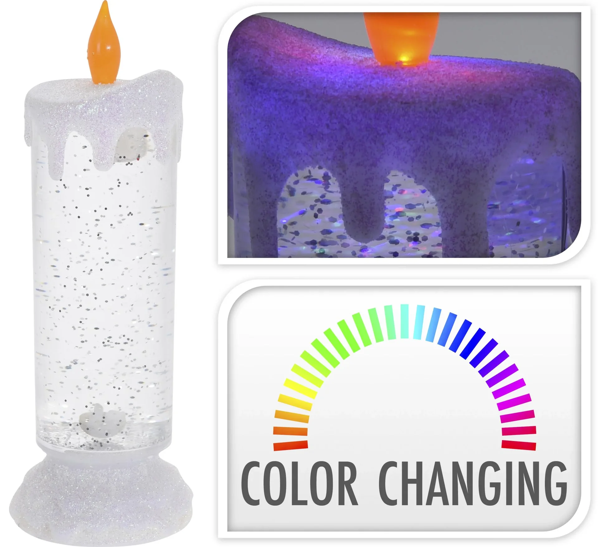 Kerze Acryl mit Farbwechsel und Glitzereffekt - 1