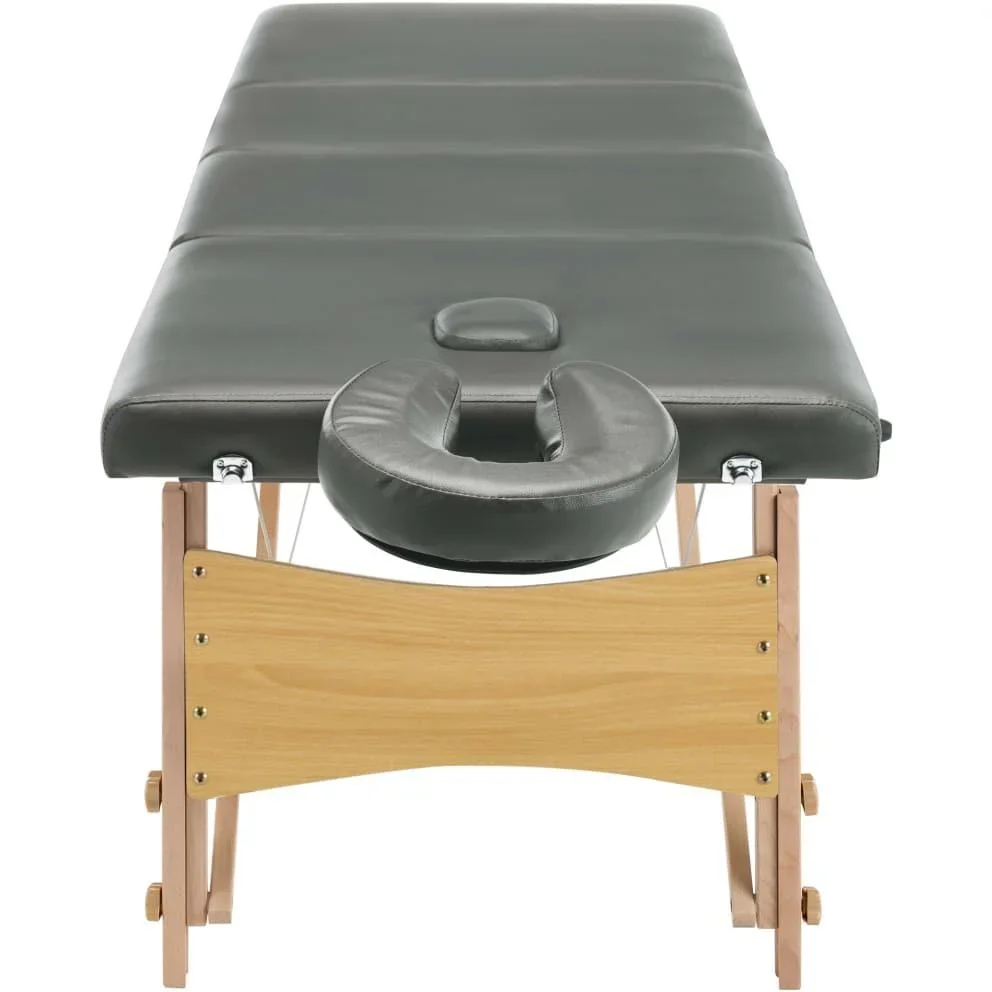 Massageliege 4 Zonen 186x68 cm Holzrahmen anthrazit - 4
