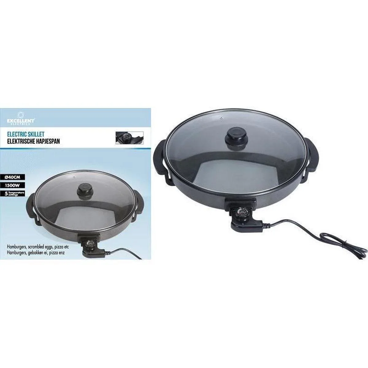 Elektrische Bratpfanne mit Glasdeckel - 40cm - Excellent Electrics - Kochen & Servieren - Pfannen - Bratpfannen - 1