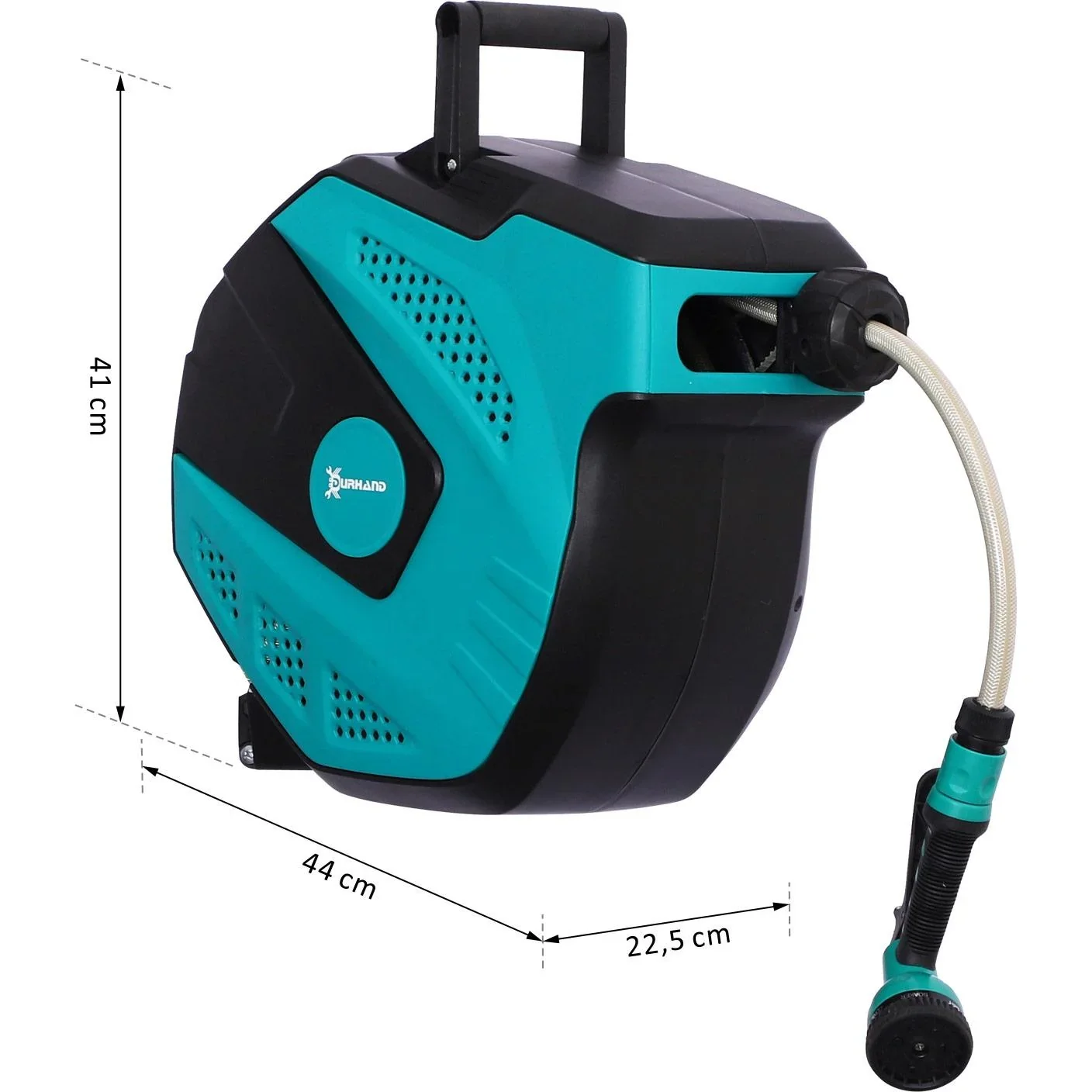 Schlauchtrommel Wandschlauchbox 180° schwenkbar Frostschutz -5 45 °C Kunststoff Grün + Schwarz 15 m - 9