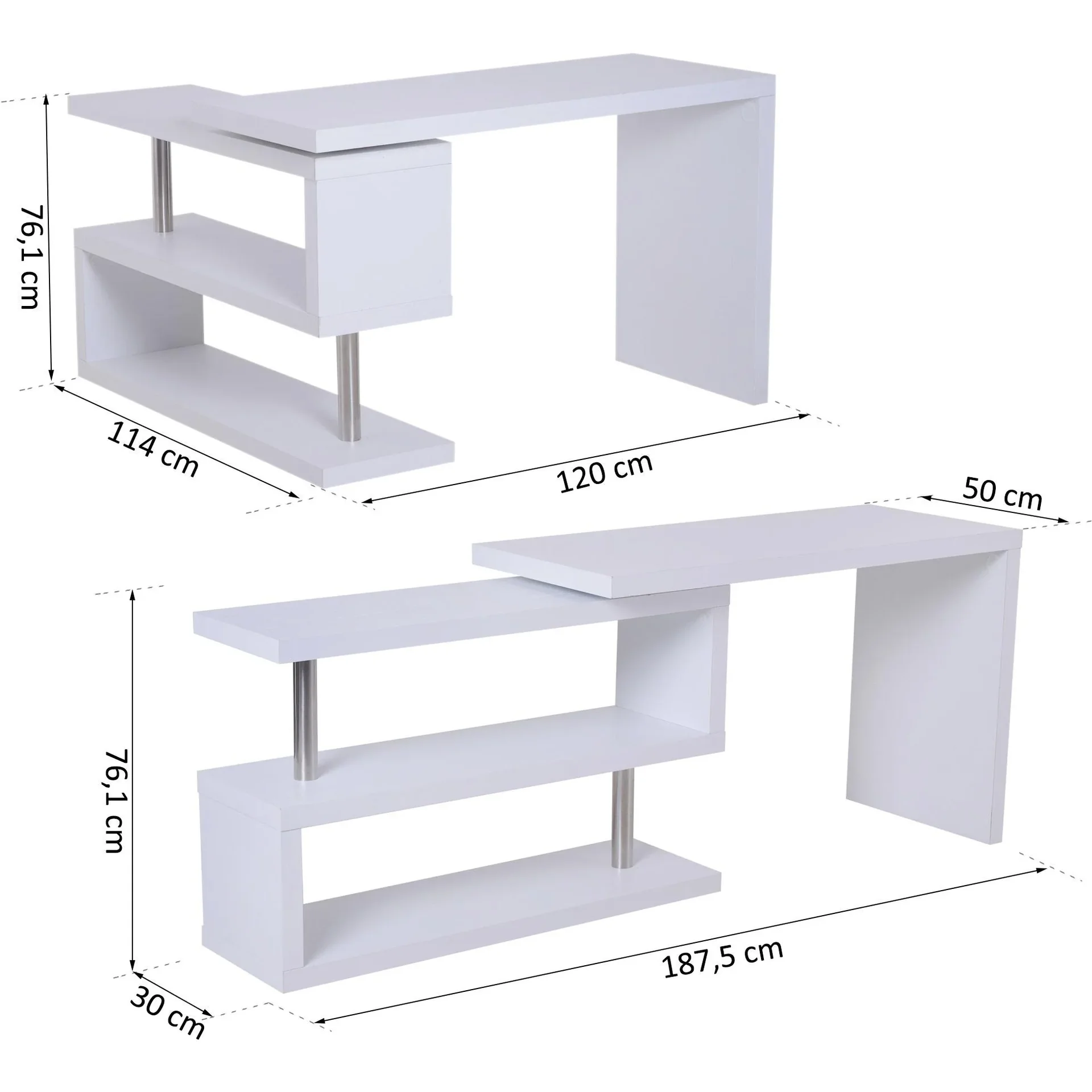 Computertisch Schreibtisch Eckschreibtisch weiß - 3