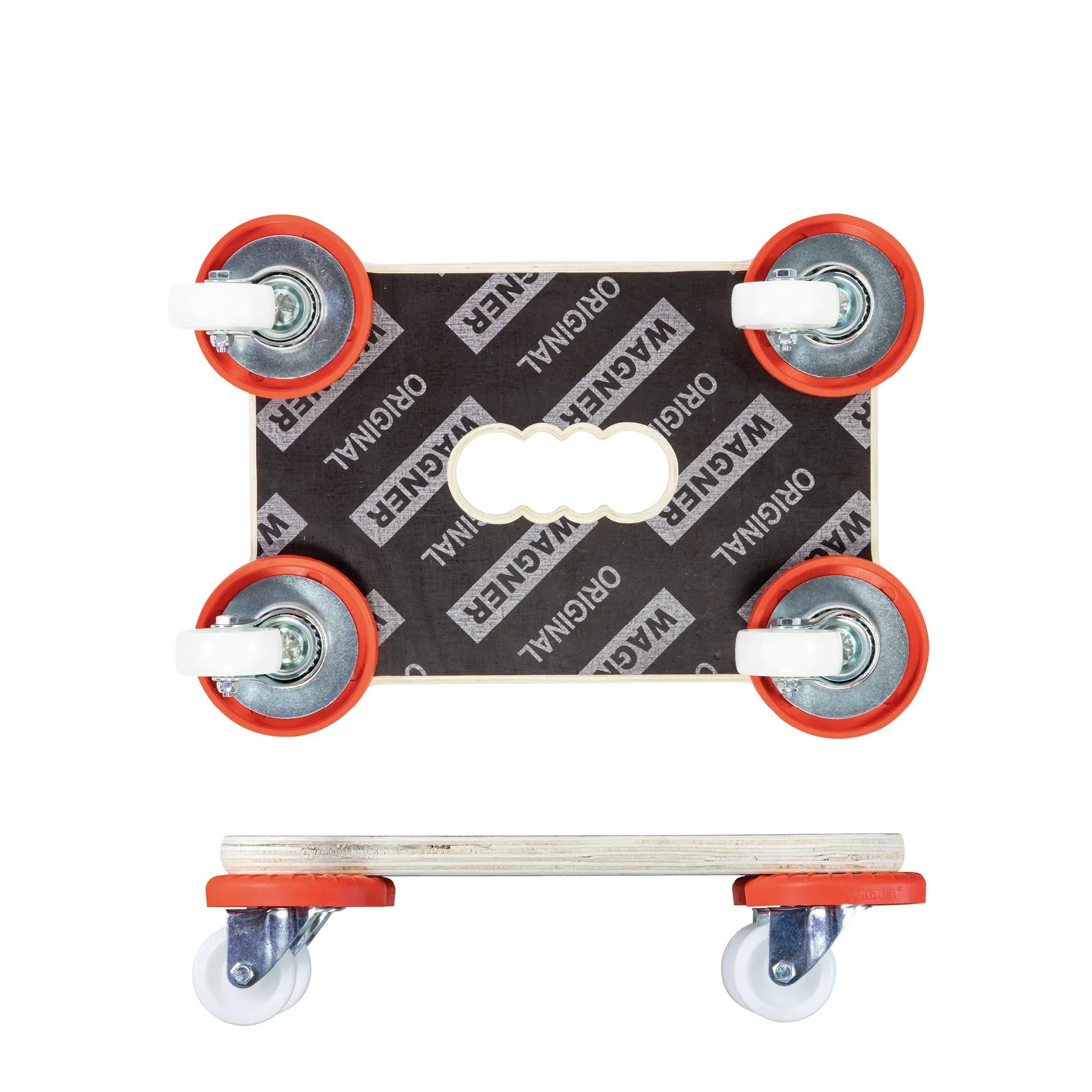 Transporthilfe MM 1355, 33 x 23 x 9 cm, harte Rollen Ø 50 mm, Gleitlager, Platte Maxigrip FSC®, Tragkraft 200 kg - 4
