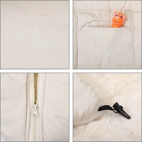 Babytrage Fußsack Beige | Teddy | Maxi-Cosi | mit Aufbewahrungstasche - 2