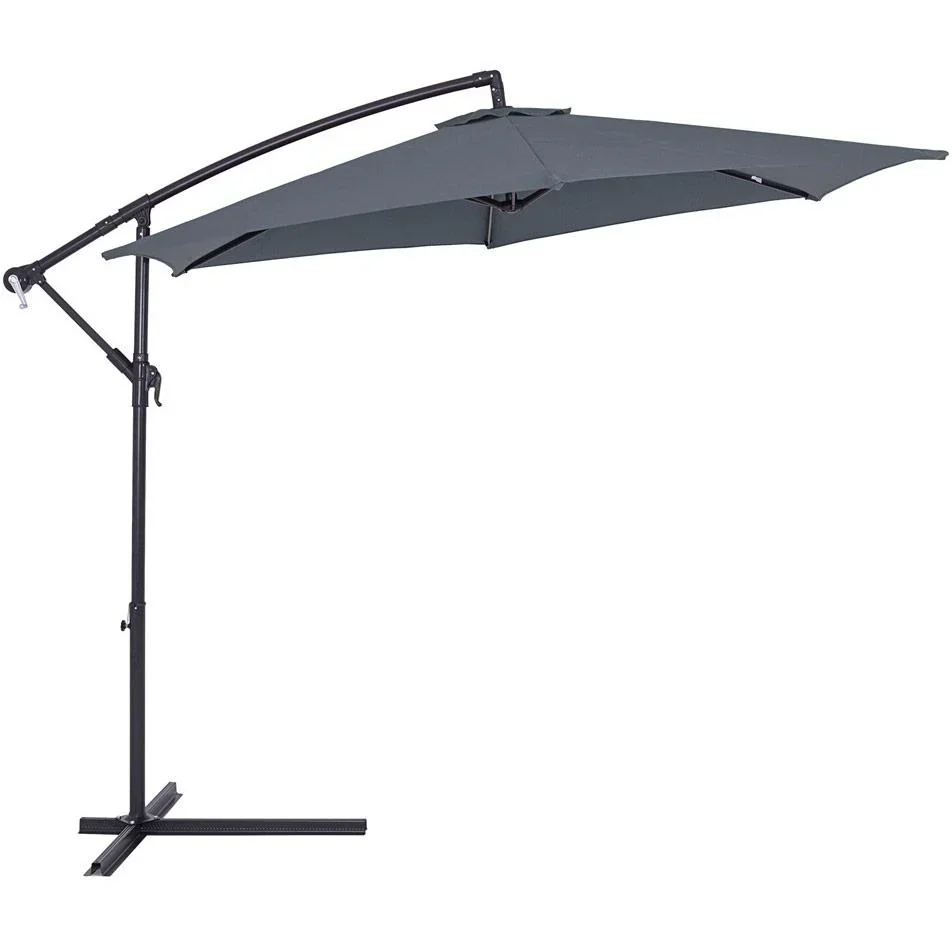 Sonnenschirm faltbar Aluminium anthrazit mit Kurbel Ø 330 cm - 0
