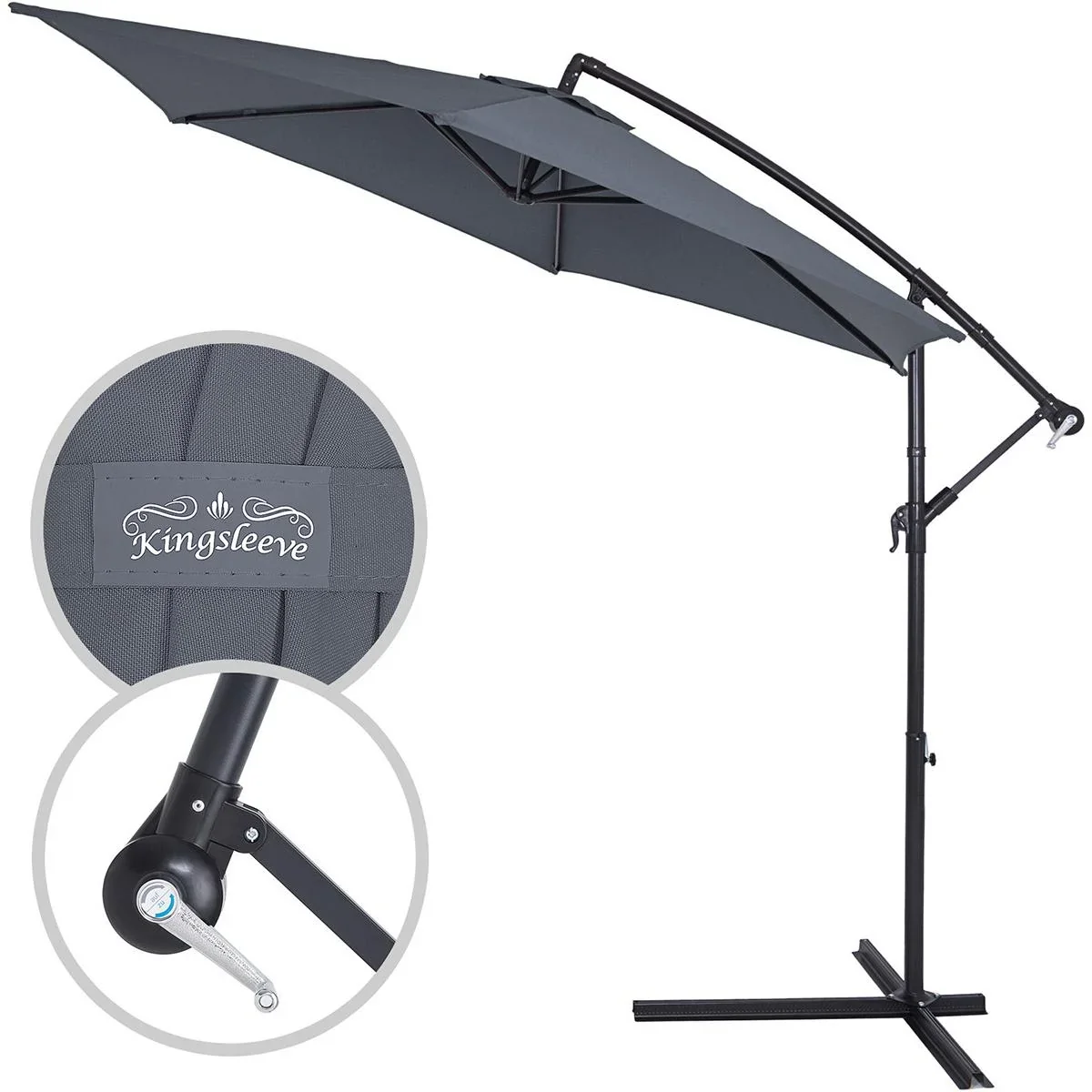 Sonnenschirm faltbar Aluminium anthrazit mit Kurbel Ø 330 cm - 3