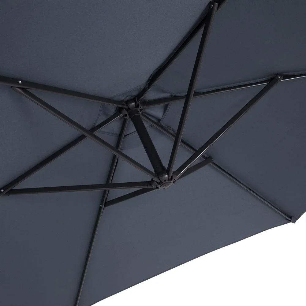 Sonnenschirm faltbar Aluminium anthrazit mit Kurbel Ø 330 cm - 4