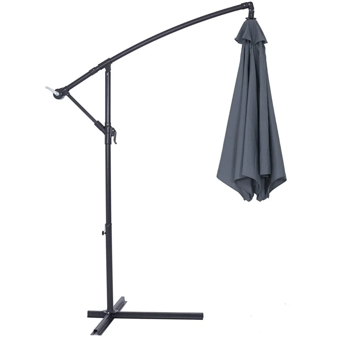 Sonnenschirm faltbar Aluminium anthrazit mit Kurbel Ø 330 cm - 7
