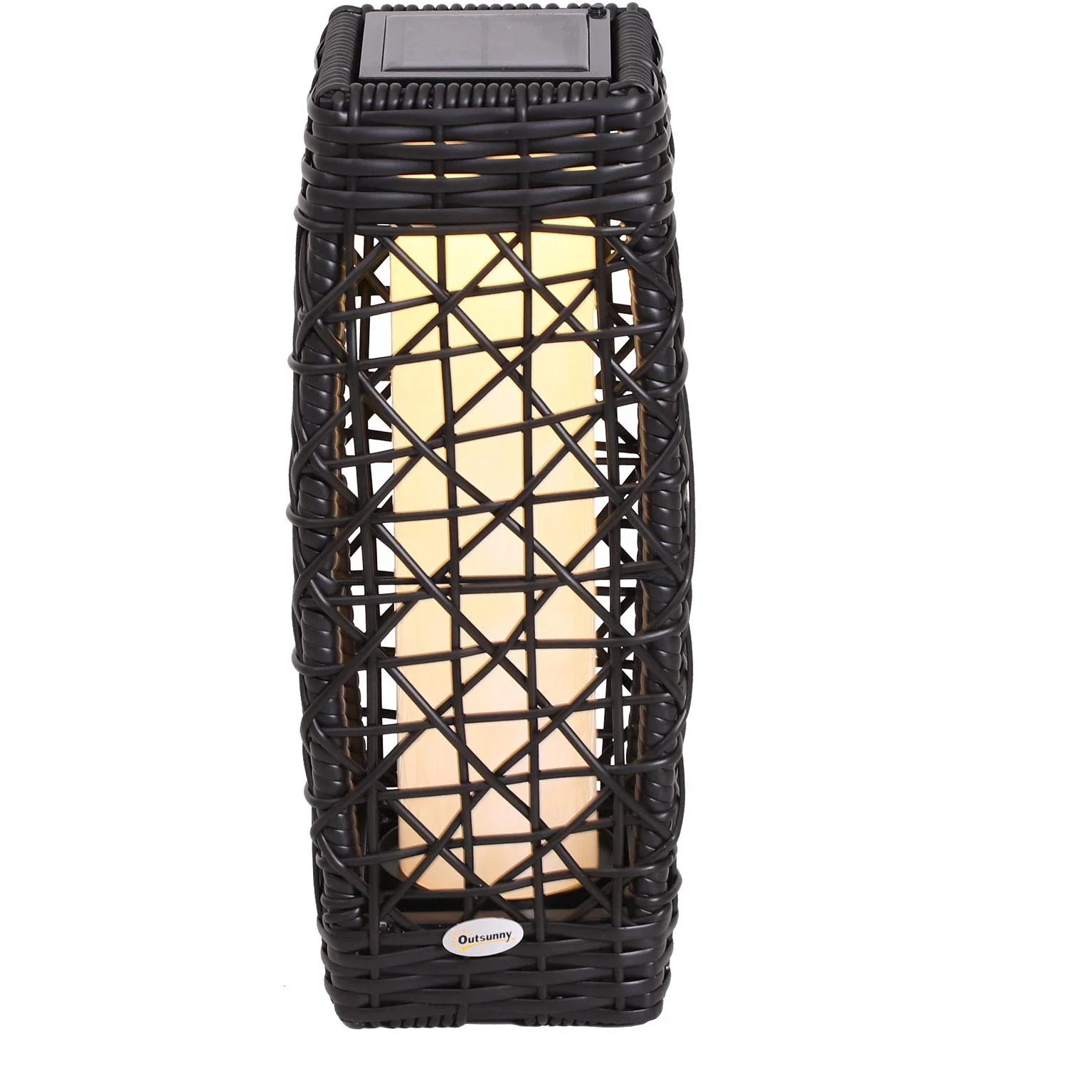 Solarlampe Rattan Gartenlampe Wegbeleuchtung Lichtsensor automatisch wetterfest kaffeebraun L19 x B19 x H48 cm - 3