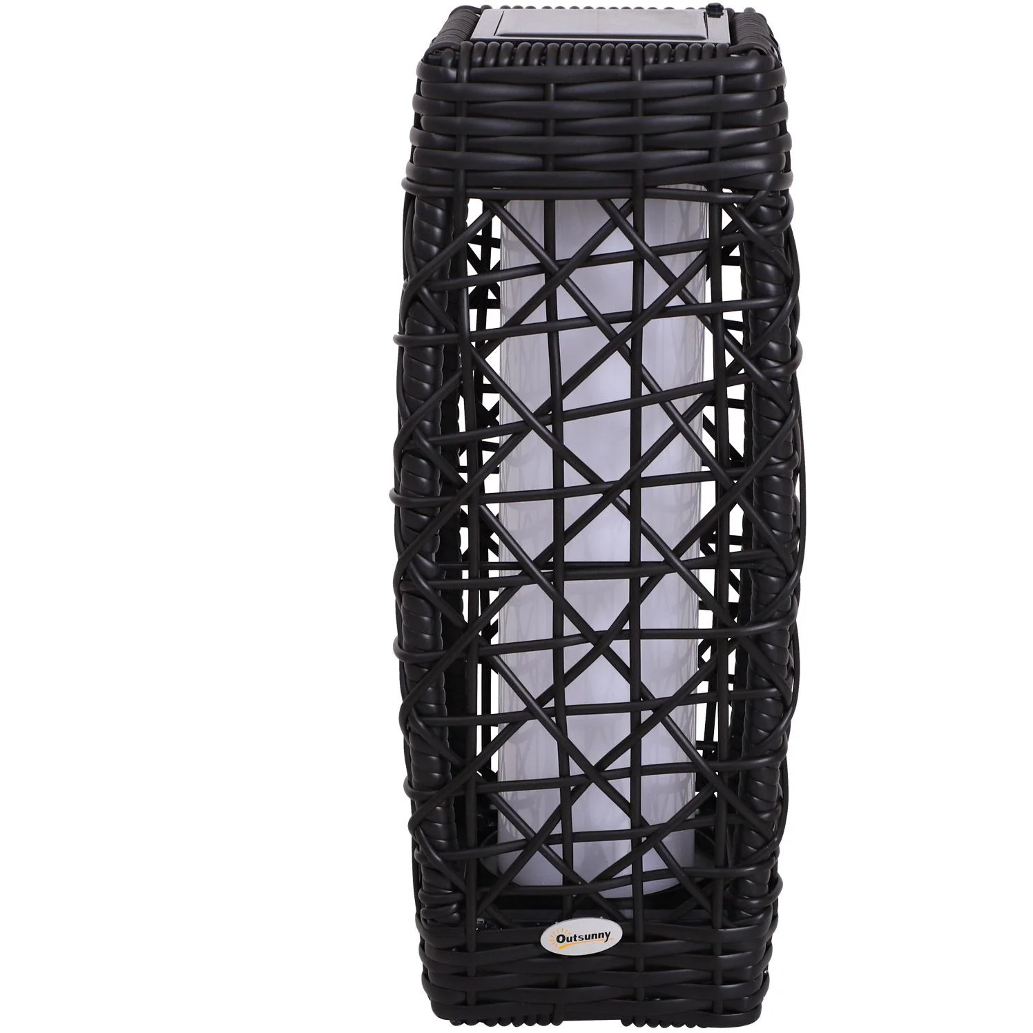 Solarlampe Rattan Gartenlampe Wegbeleuchtung Lichtsensor automatisch wetterfest kaffeebraun L19 x B19 x H48 cm - 4