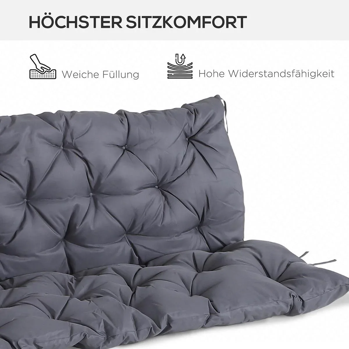 Bankauflage Sitzkissen Rückenkissen Polster Auflage für Sitzbank Gartenbank Gartenmöbel Hollywoodschaukeln 150 x 98 x 8 - 2