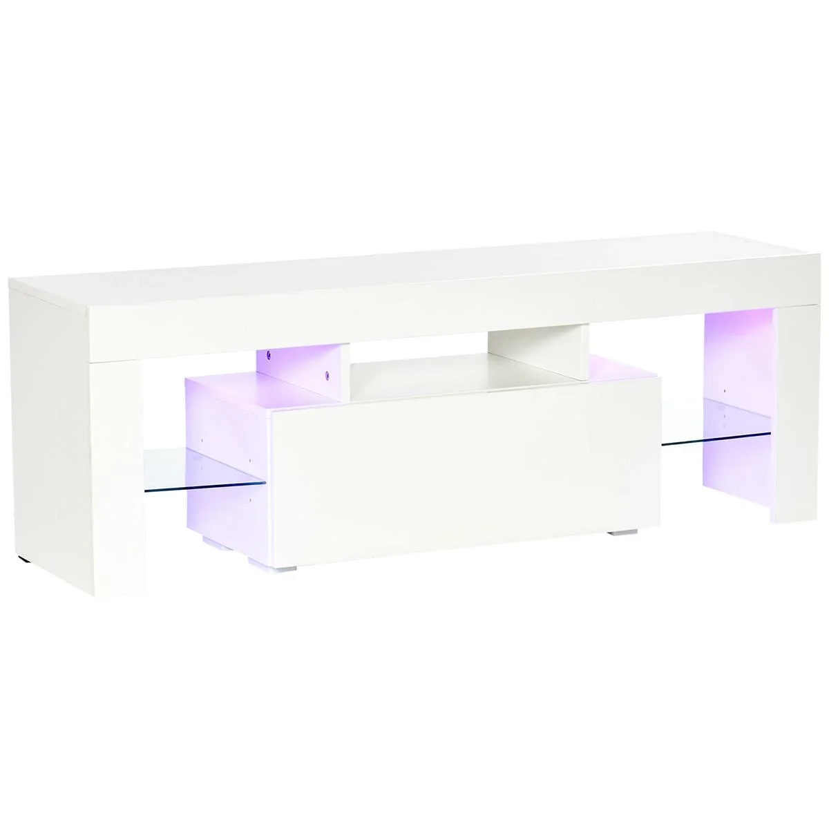 Fernsehtisch TV Schrank mit RGB-Lichtleisten TV-Kommode Schrankelement mit verstellbaren Glasböden offenen Einlegeböden - 2