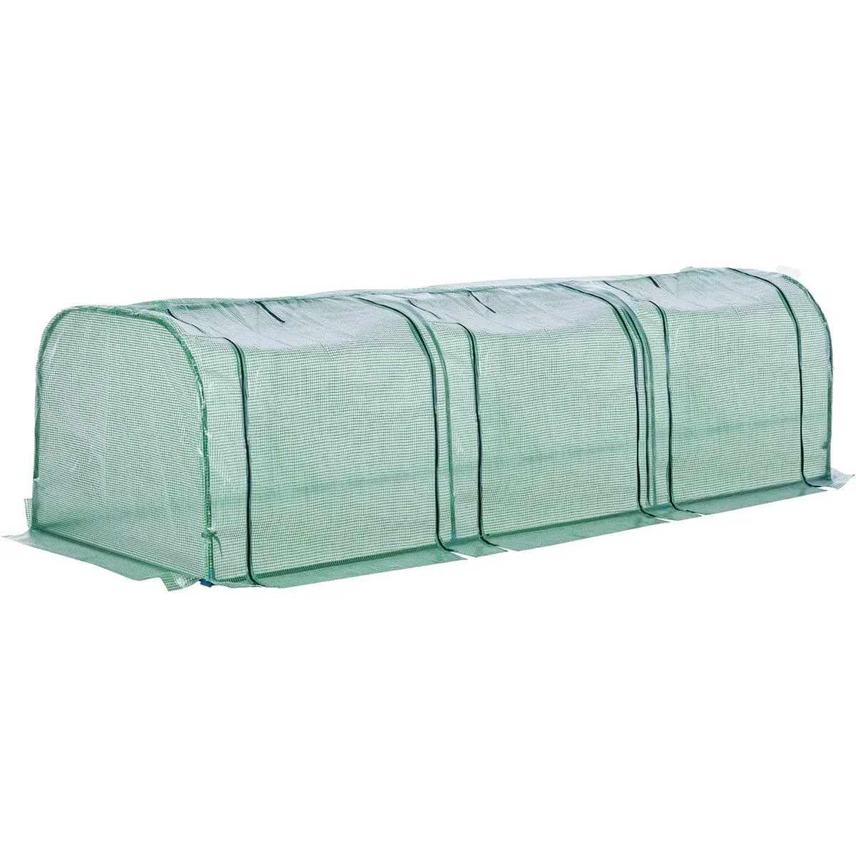 Foliengewächshaus Gewächshaus Treibhaus mit Tür Frühbeet Pflanzenhaus Pflanzenaufzucht Stahl PVC Grün 300 x 100 x 80 cm - 0