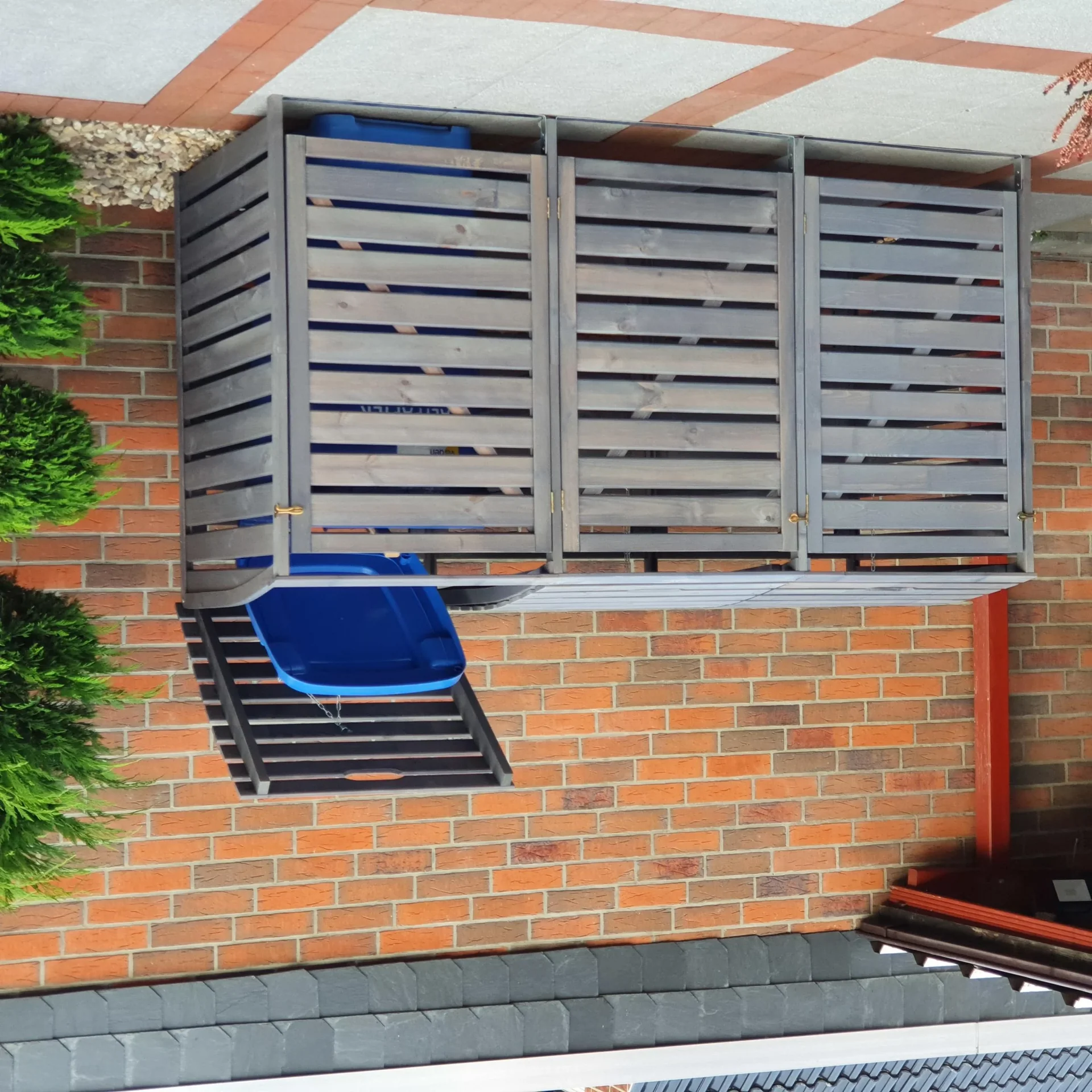 Mülltonnenbox Vario III für 3 Tonnen, grau - 1