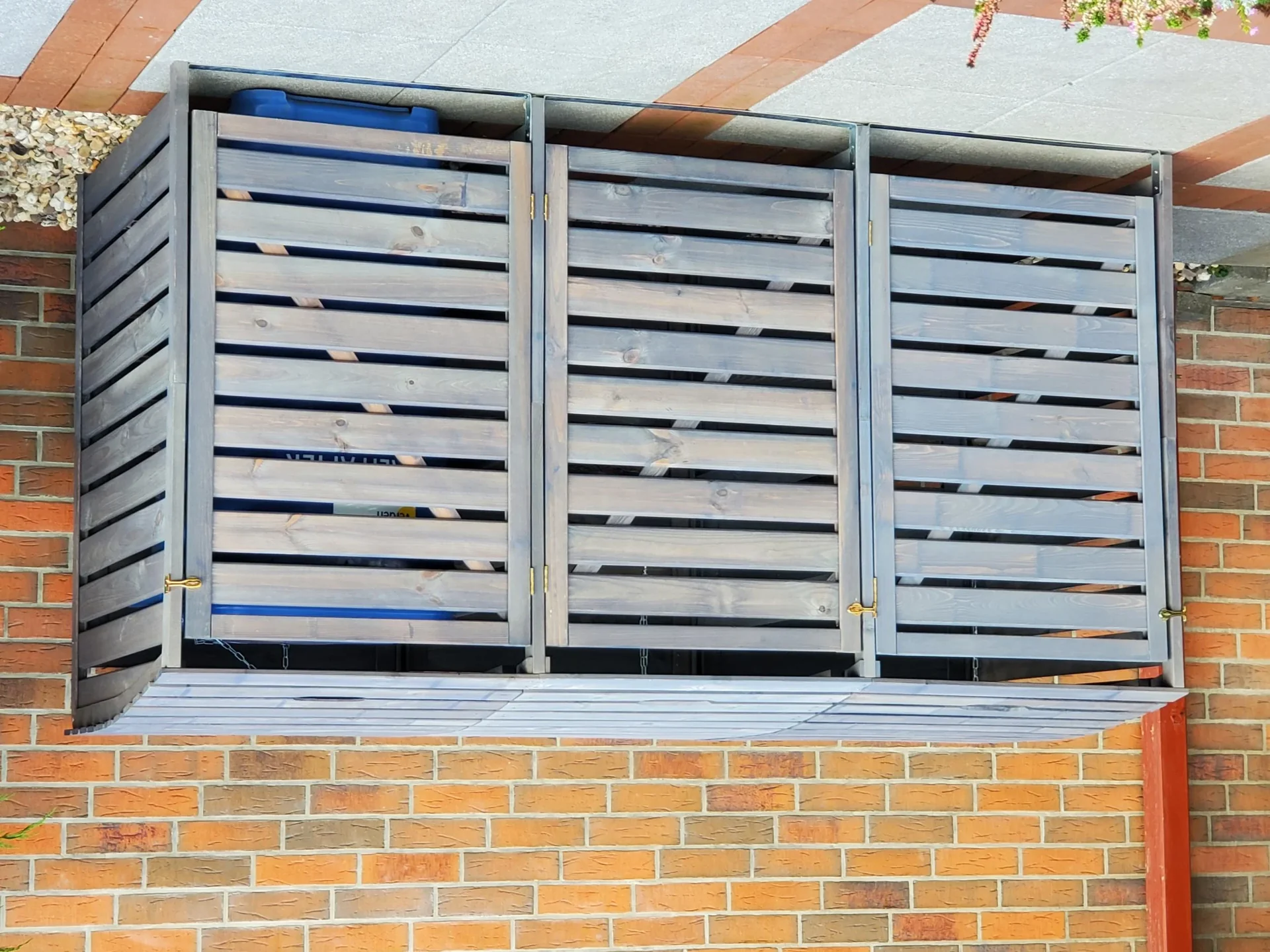 Mülltonnenbox Vario III für 3 Tonnen, grau - 2