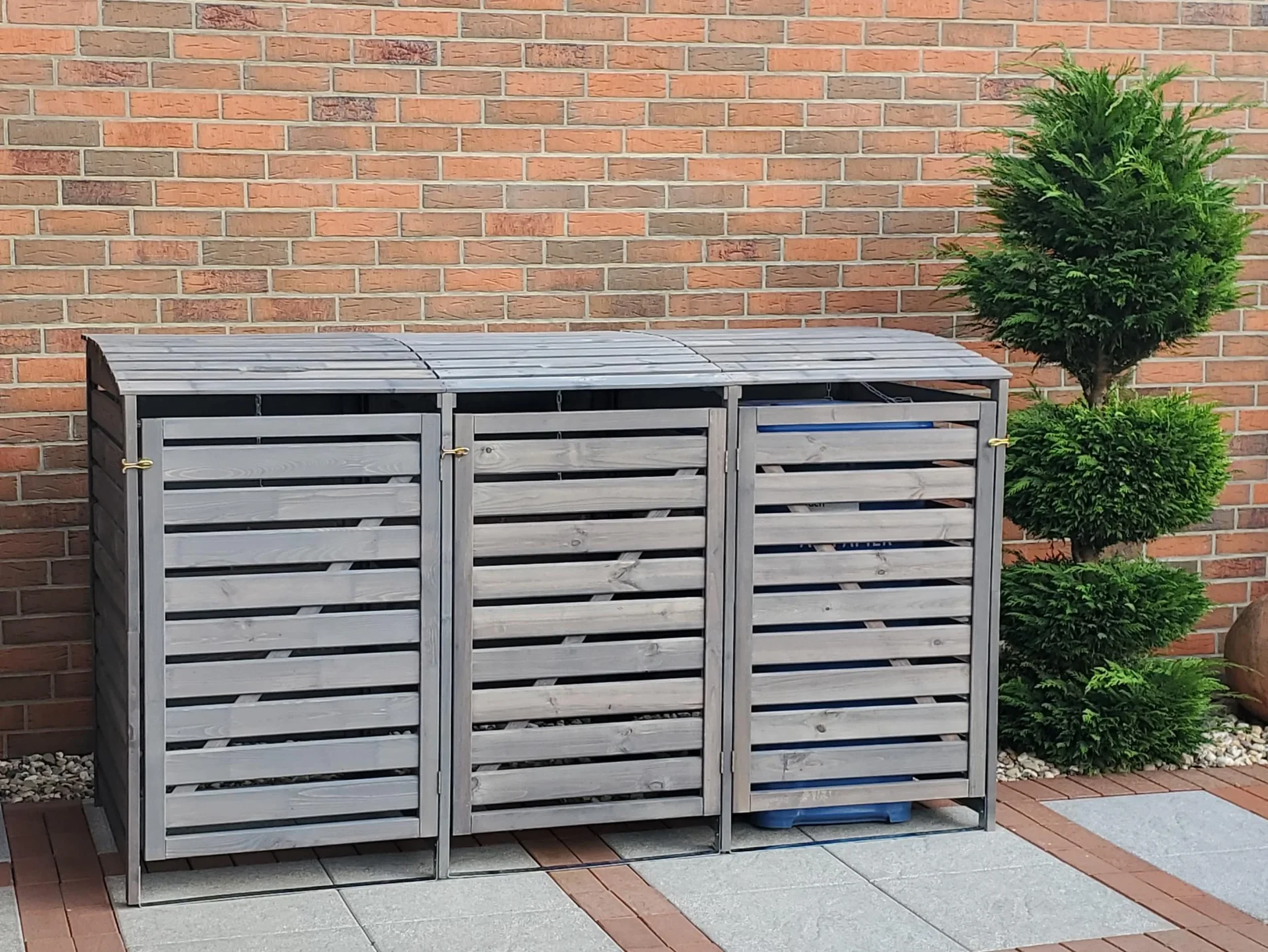 Mülltonnenbox Vario III für 3 Tonnen, grau - 5