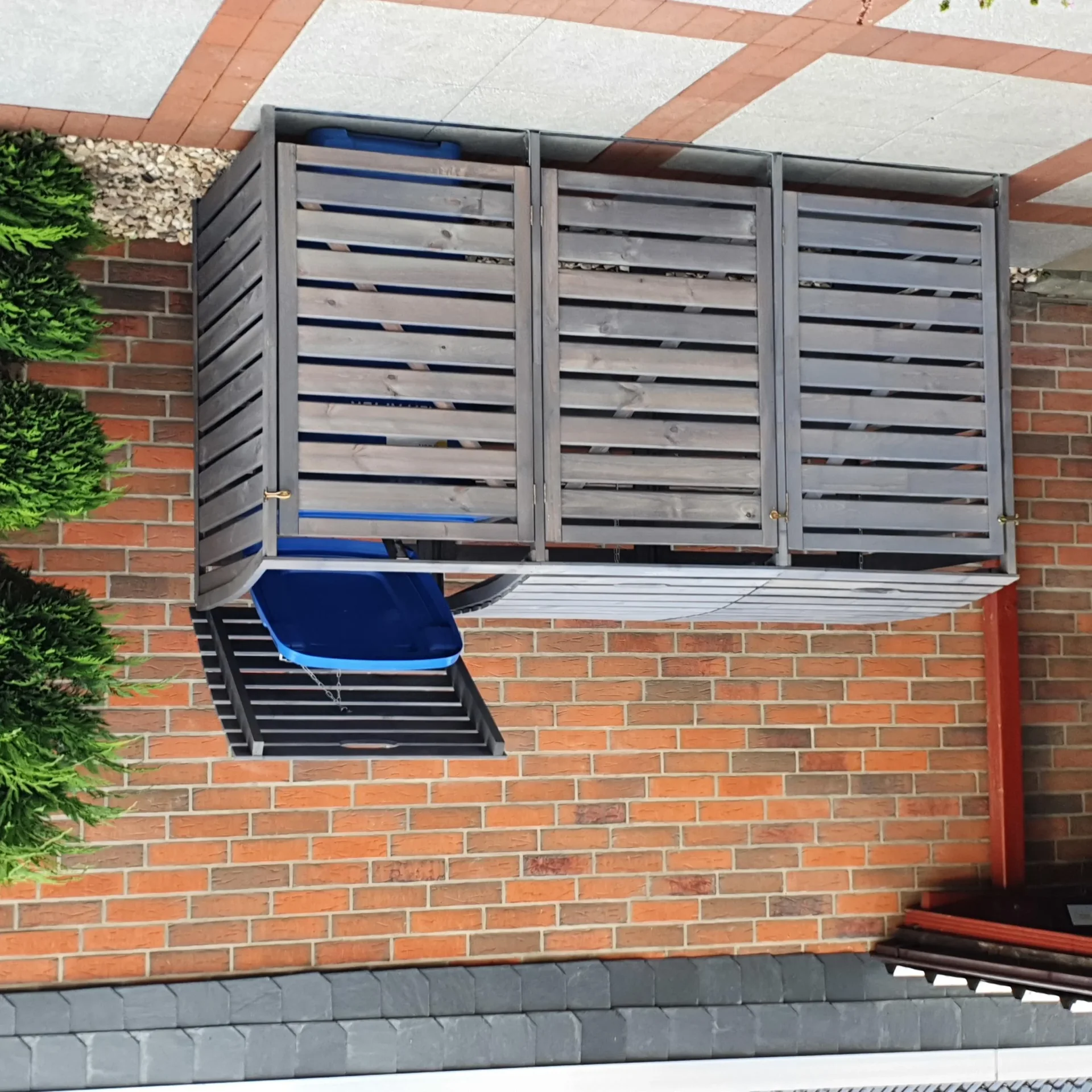 Mülltonnenbox Vario III für 3 Tonnen, grau - 6