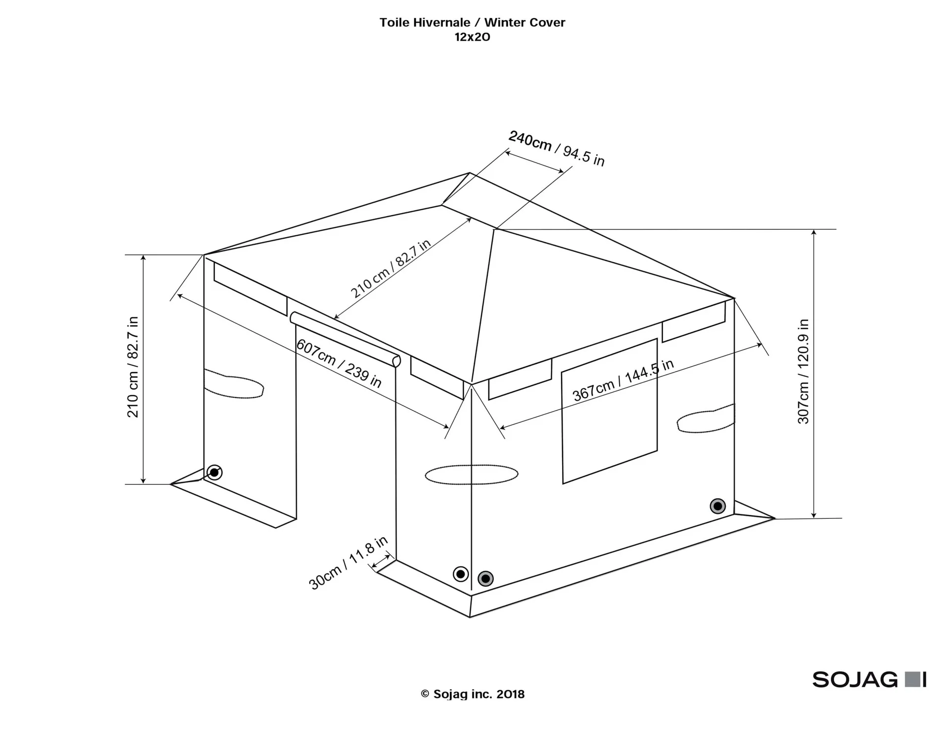 Pavillon Winterabdeckung für Pavillon 12 x 20 - 2