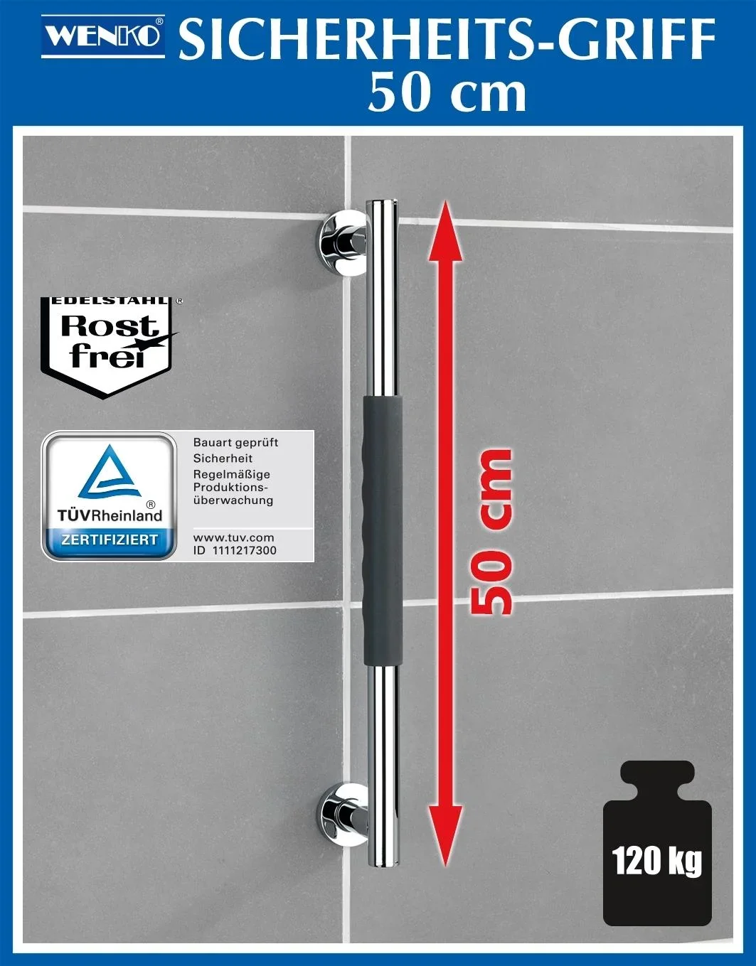 Wandhaltegriff Secura Edelstahl, 50cm - 0