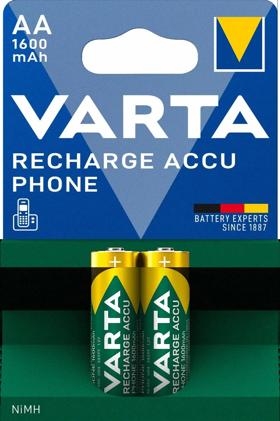 RECHARGE Phone NiMH Mignon (AA) Akku mit 1600mAh - 2 Stück - 0