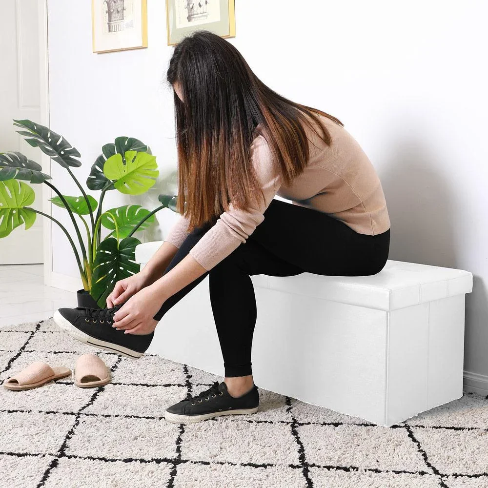 Faltbarer Sitzkasten mit Scharnierdeckel weiß - 115x38x38cm - 3