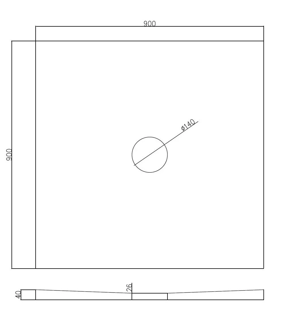 Duschelement 90x90x4 cm - 1