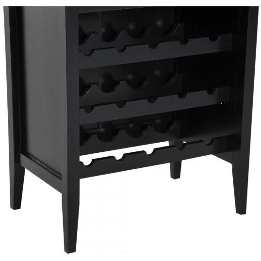 Weinregal Weinschrank 3 Ebenen 15 Flaschen mit Schublade Schwarz - 3