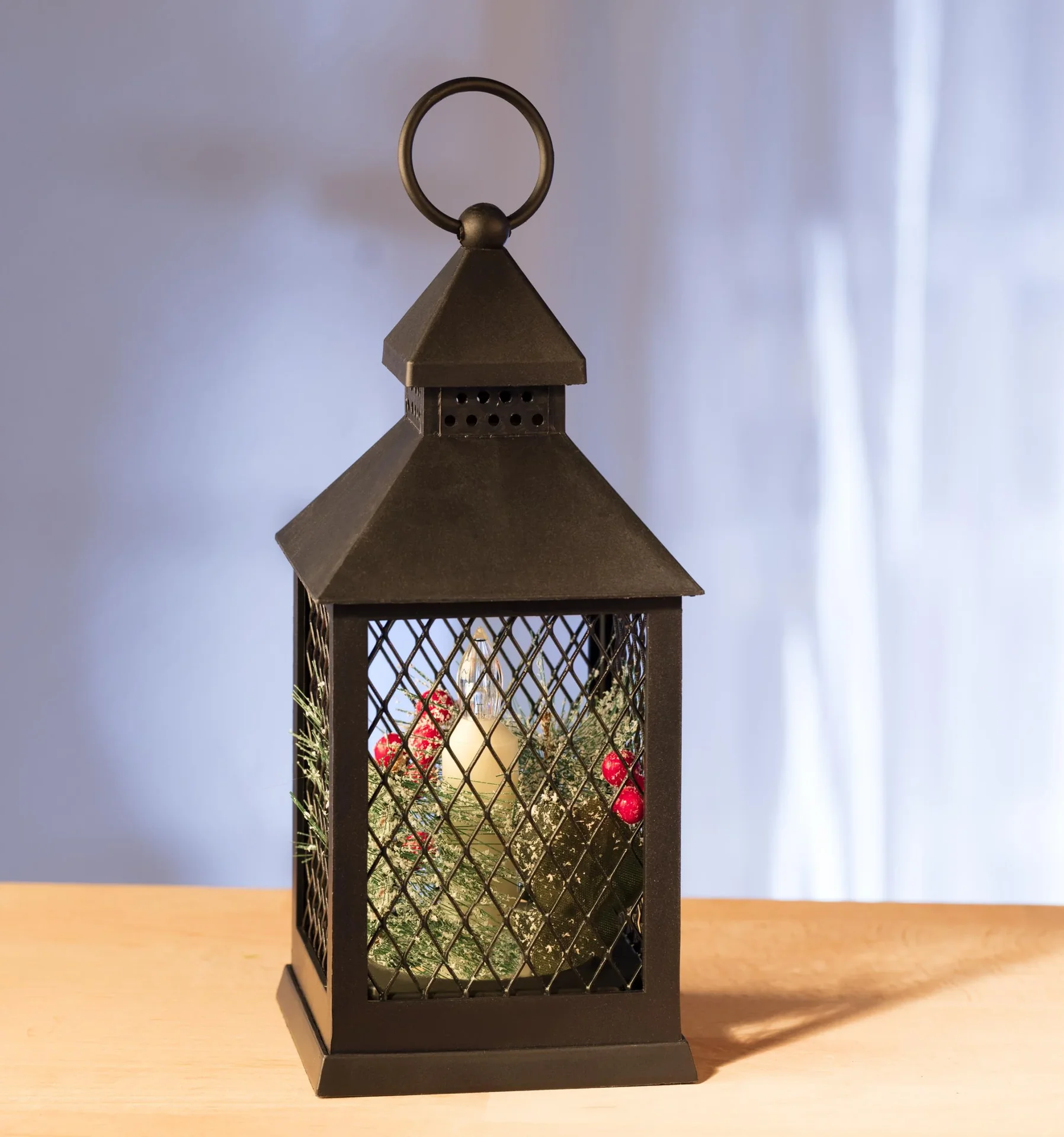 Laterne mit LED Kerze, Weihnachtsdeko und Timer - 2