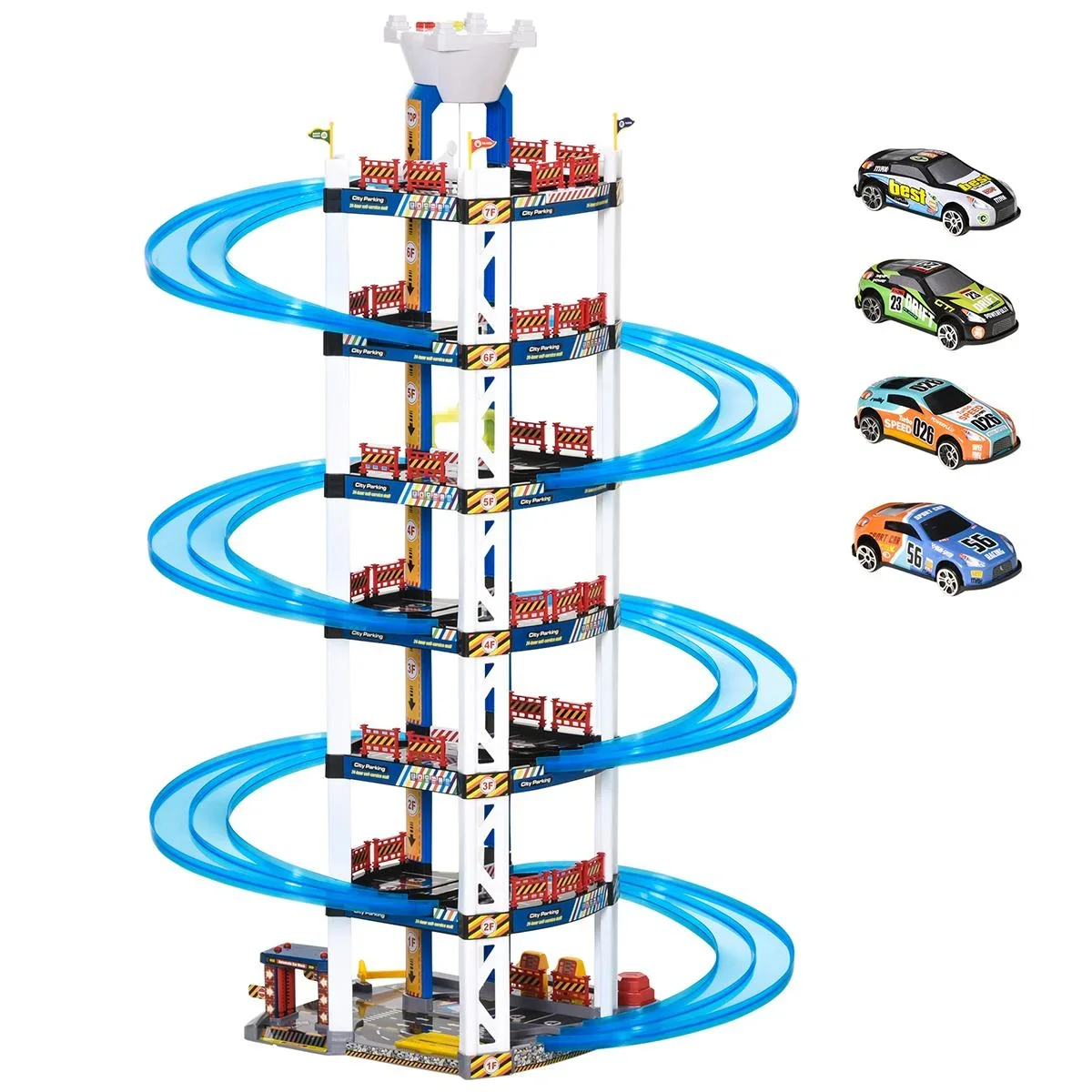 Rennbahn Kinder Autorennbahn Parkgarage für Kinder von 3 bis 6 Jahren Spielzeugautos Komplett mit Licht und Sound ABS - 0