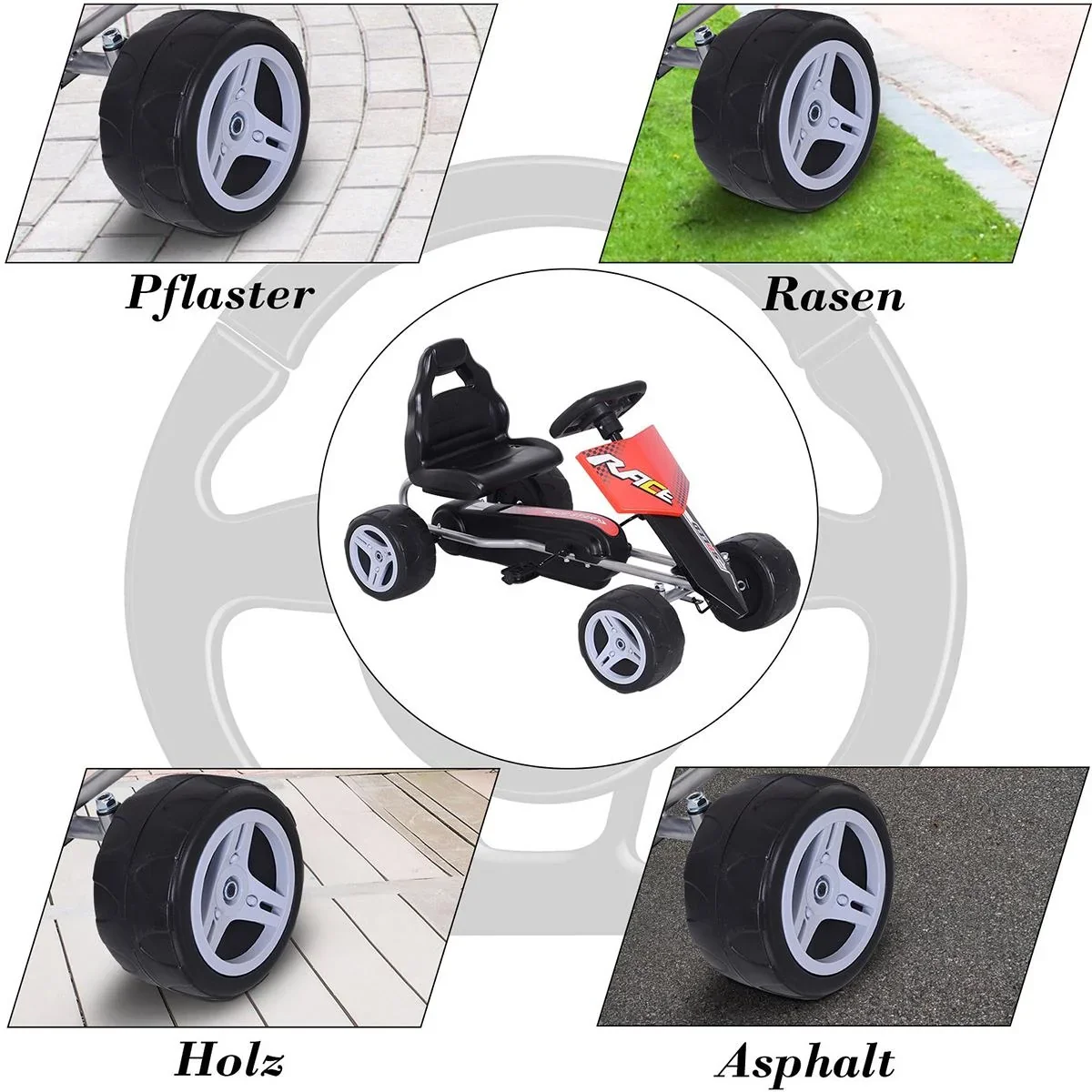 Kinder Go-Kart rot/schwarz - 0