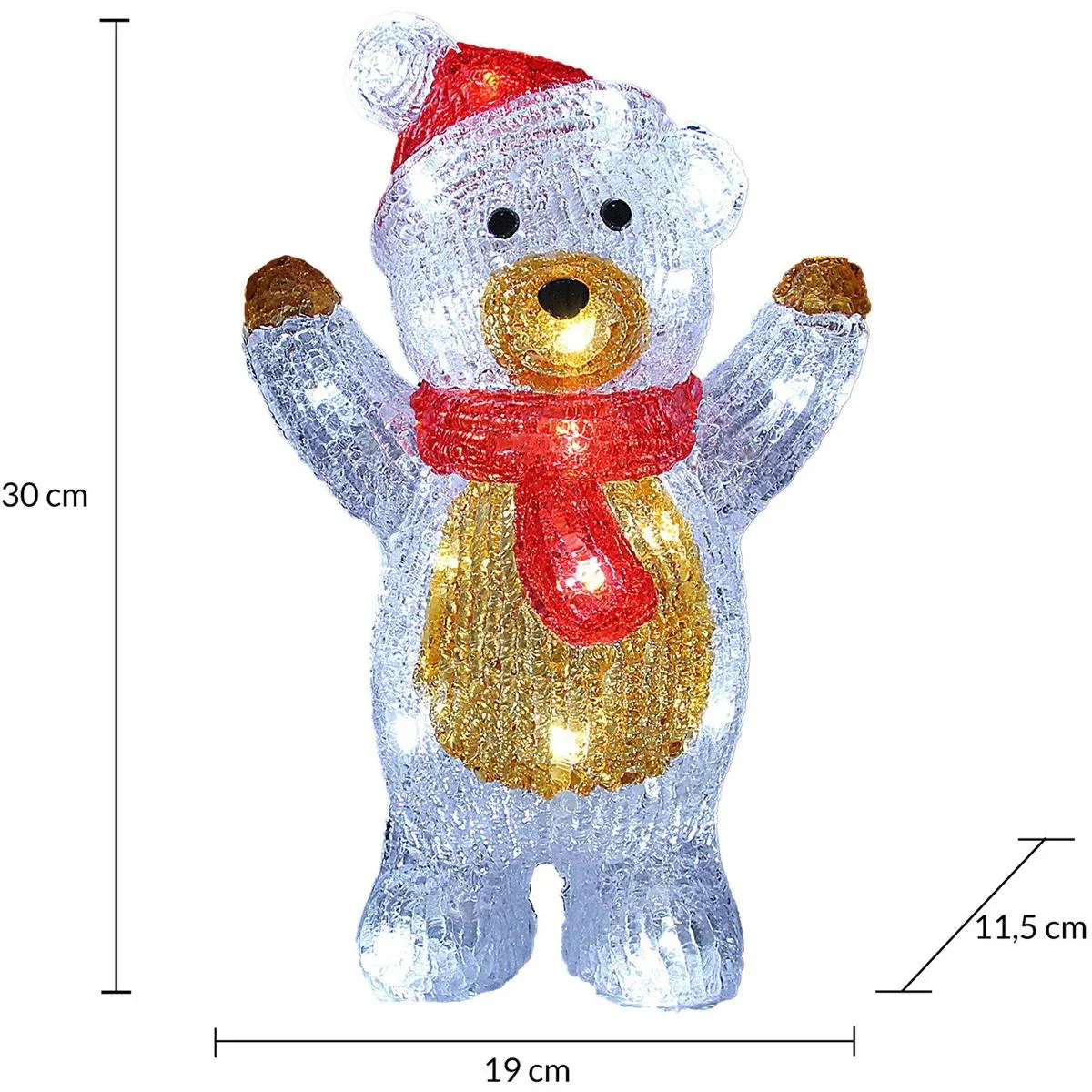 Teddybär LED-Figur Beleuchtung - mit Batterien betrieben - 19x11-5x30Cm - 1