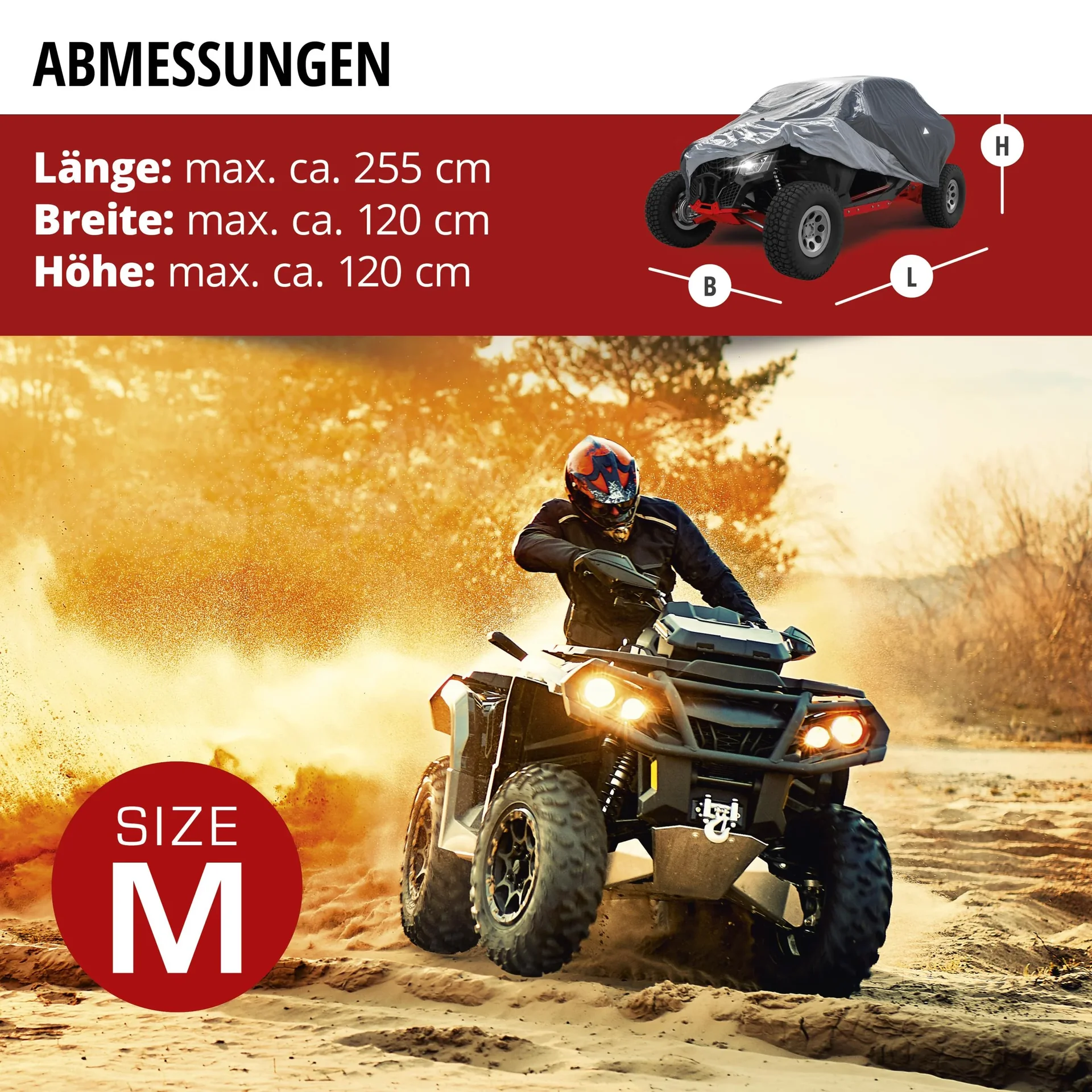 Quad Abdeckplane All Weather Plus, Abdeckung für Geländefahrzeuge Größe M schwarz - 2