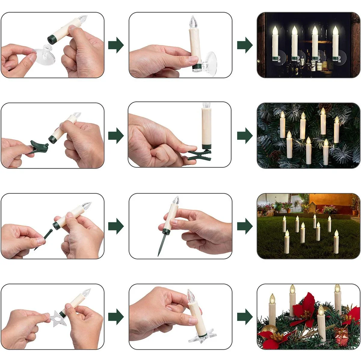 LED-Weihnachtsbaumbeleuchtung - Christbaumschmuck - Kerzen - 30er Set Warm White mit Fernbedienung - 4