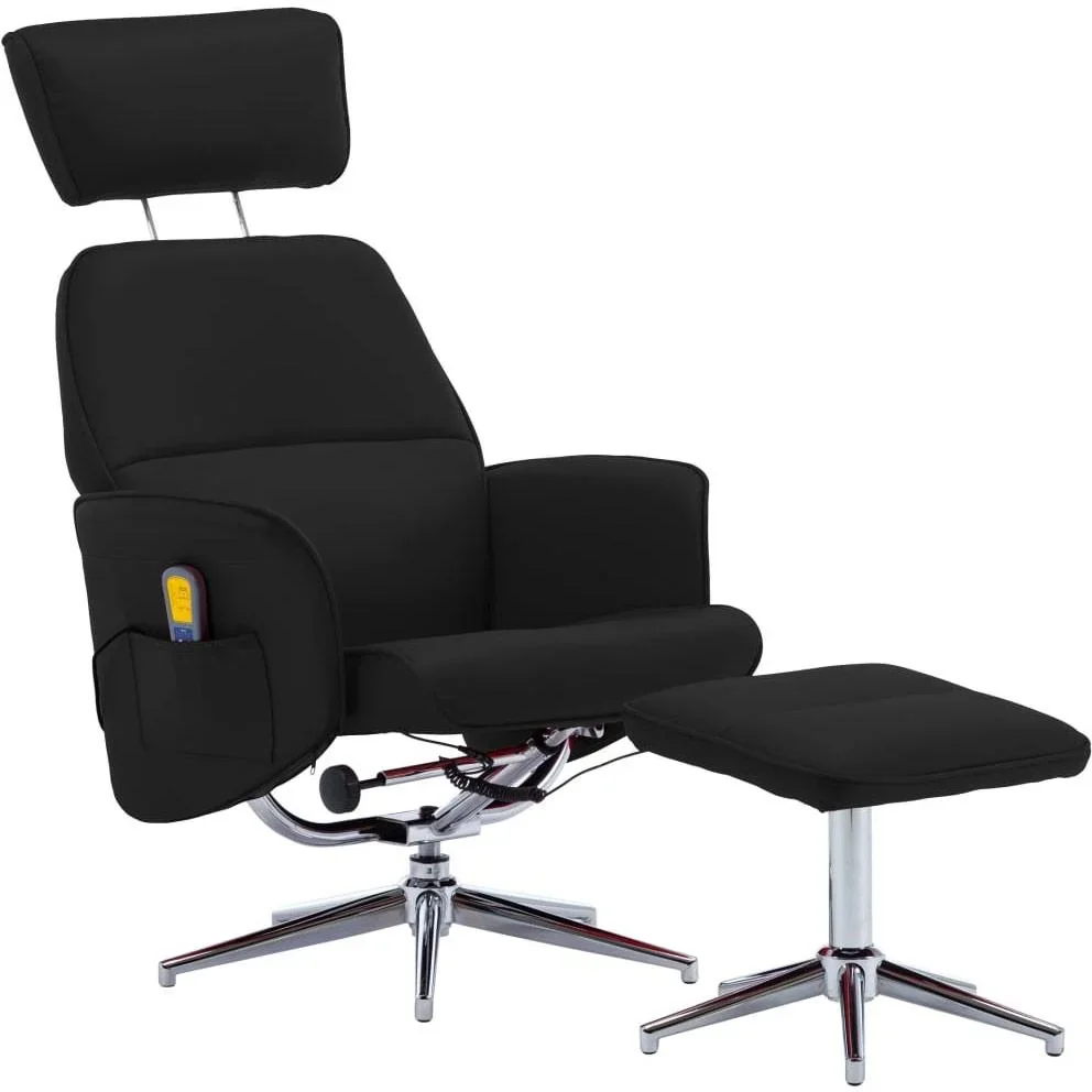 Massagesessel verstellbar mit Fußhocker schwarz - 0