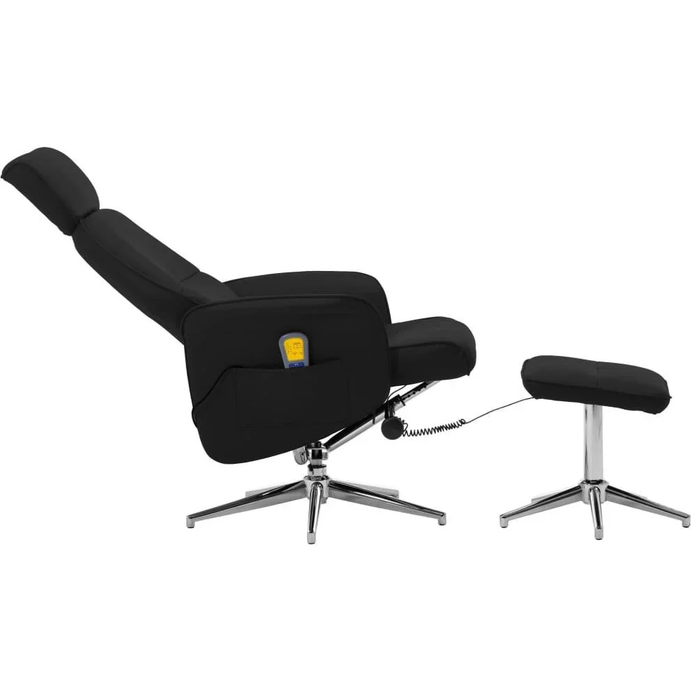 Massagesessel verstellbar mit Fußhocker schwarz - 1
