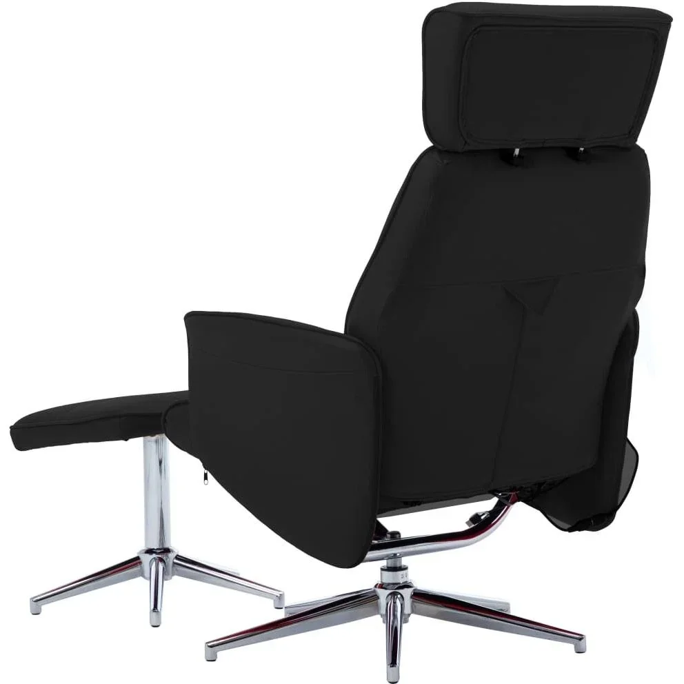 Massagesessel verstellbar mit Fußhocker schwarz - 2