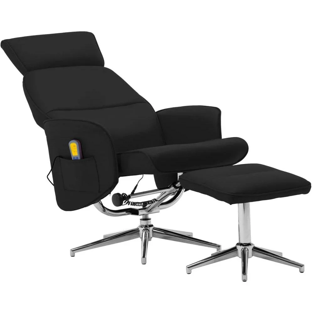 Massagesessel verstellbar mit Fußhocker schwarz - 3