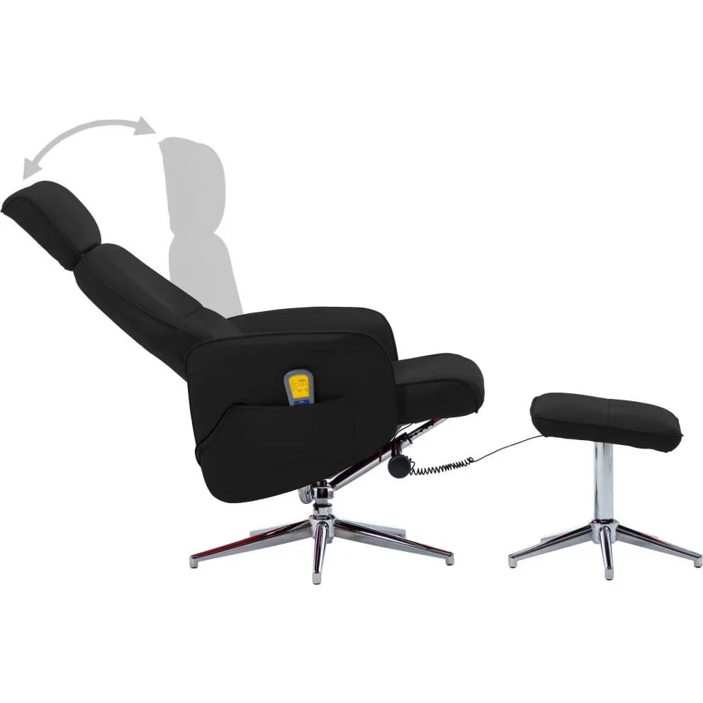 Massagesessel verstellbar mit Fußhocker schwarz - 6