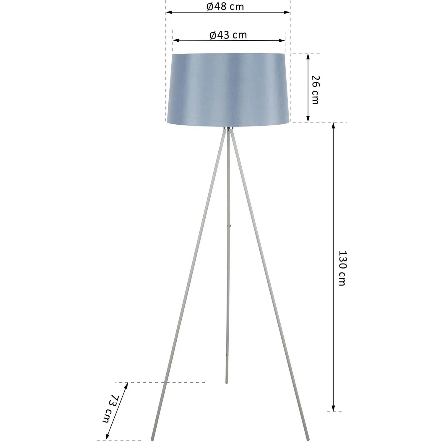 Stehlampe Tripod Schlafzimmer Standleuchte Stehleuchte 40W Metall grau ?48 x 156 cm - 4