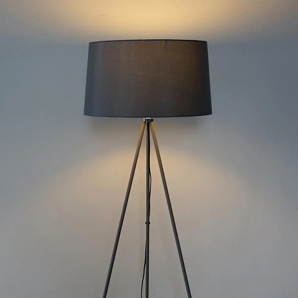 Stehlampe Tripod Schlafzimmer Standleuchte Stehleuchte 40W Metall grau ?48 x 156 cm - 6