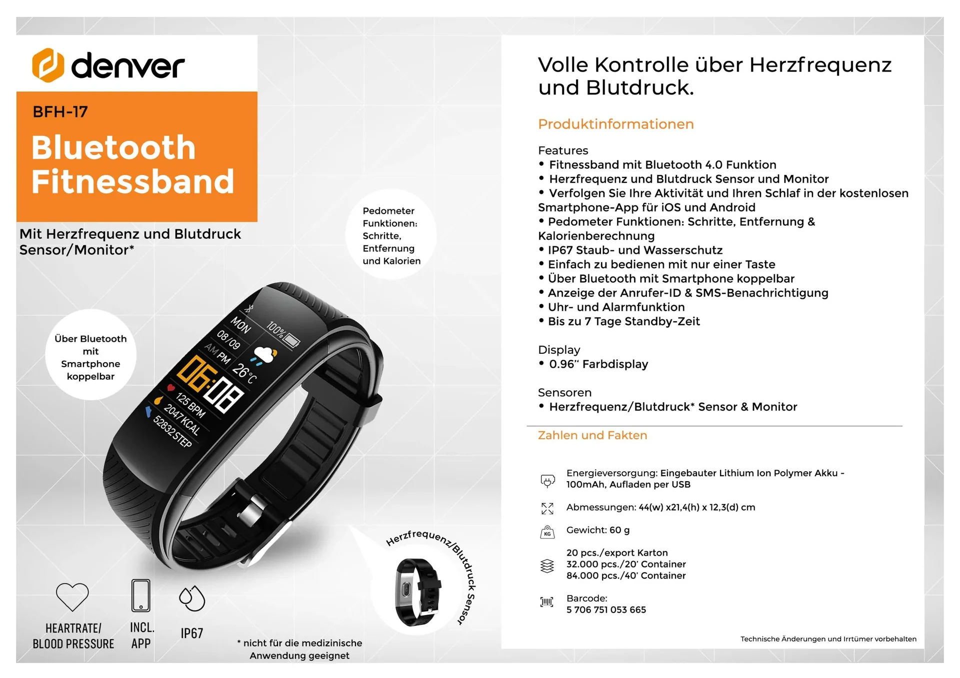 Fitnessarmband mit Herzsensor und Blutdrucksensor - 7
