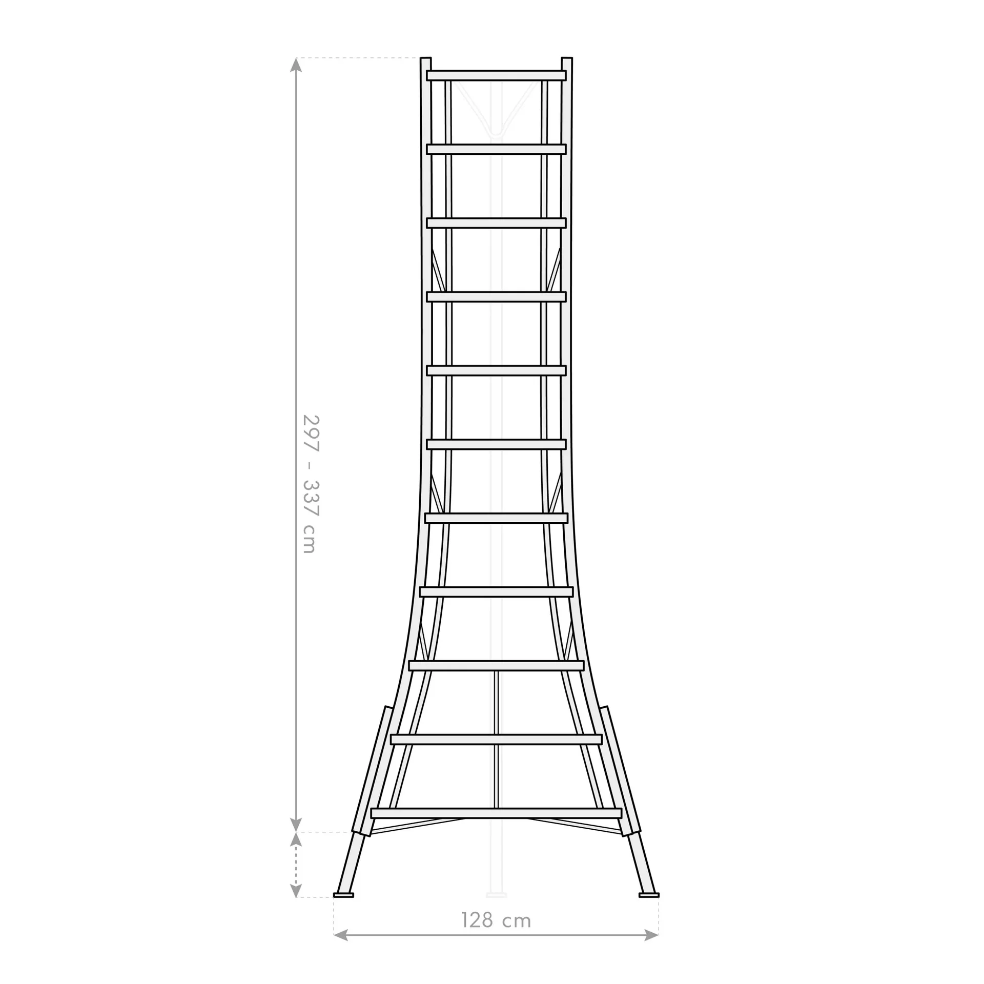 Leiter 3-Holm-Gartenleiter höhenverstellbar 128x248x330 cm Silber - 2