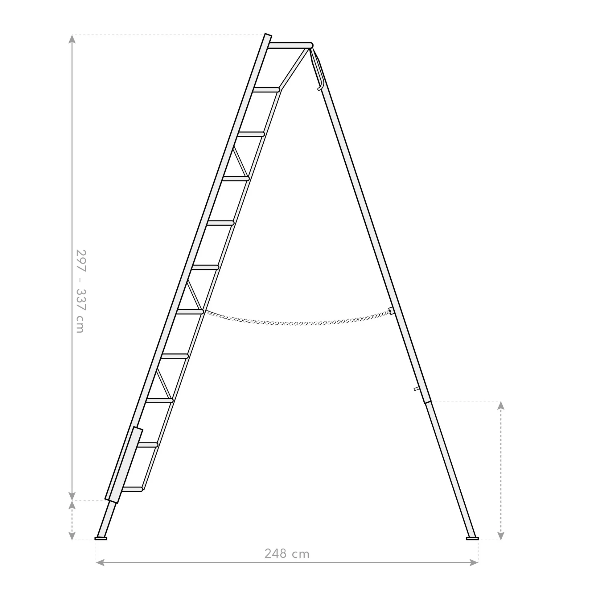 Leiter 3-Holm-Gartenleiter höhenverstellbar 128x248x330 cm Silber - 4
