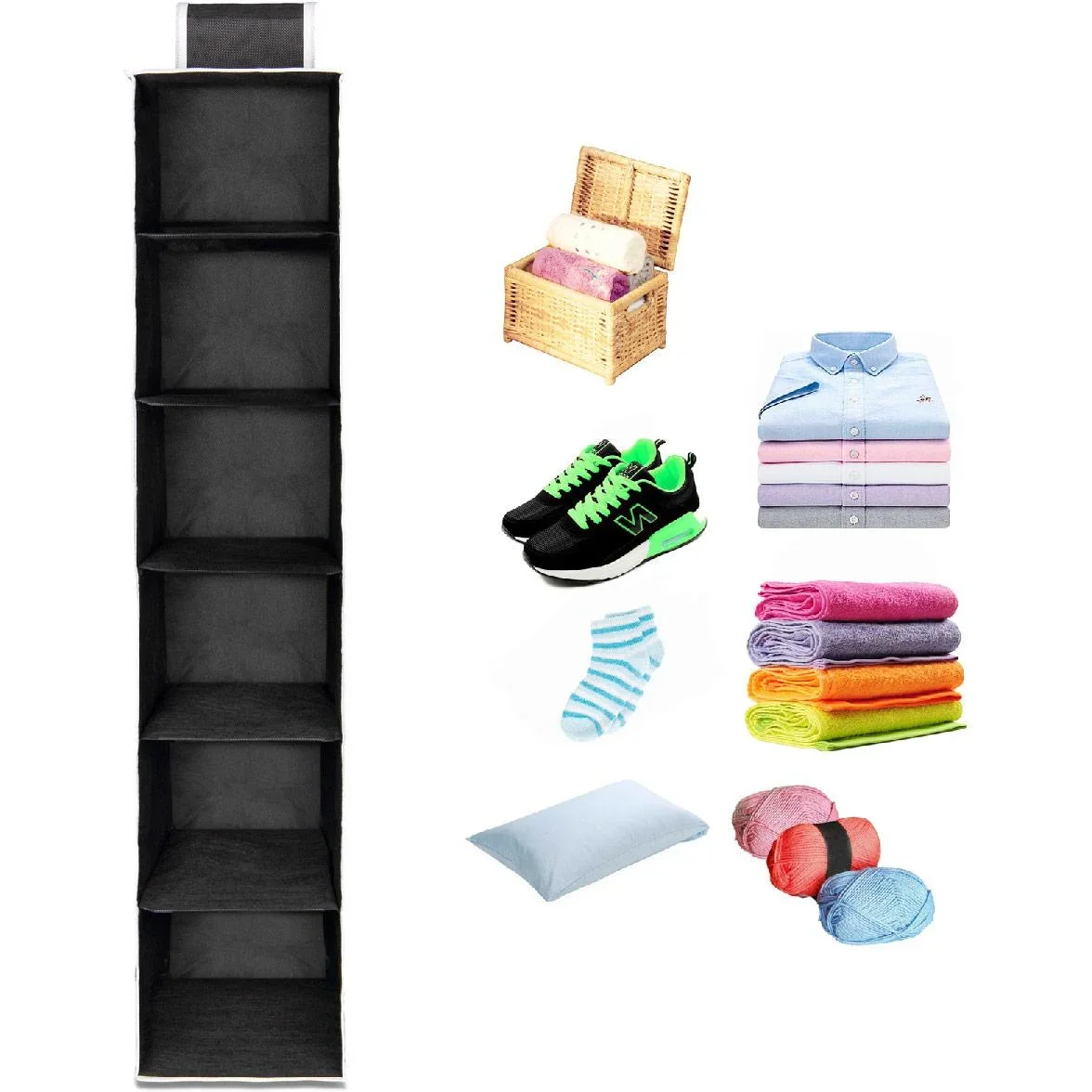 2x Garderobenbügel mit 6 Fächern in schwarz/weiß - 1