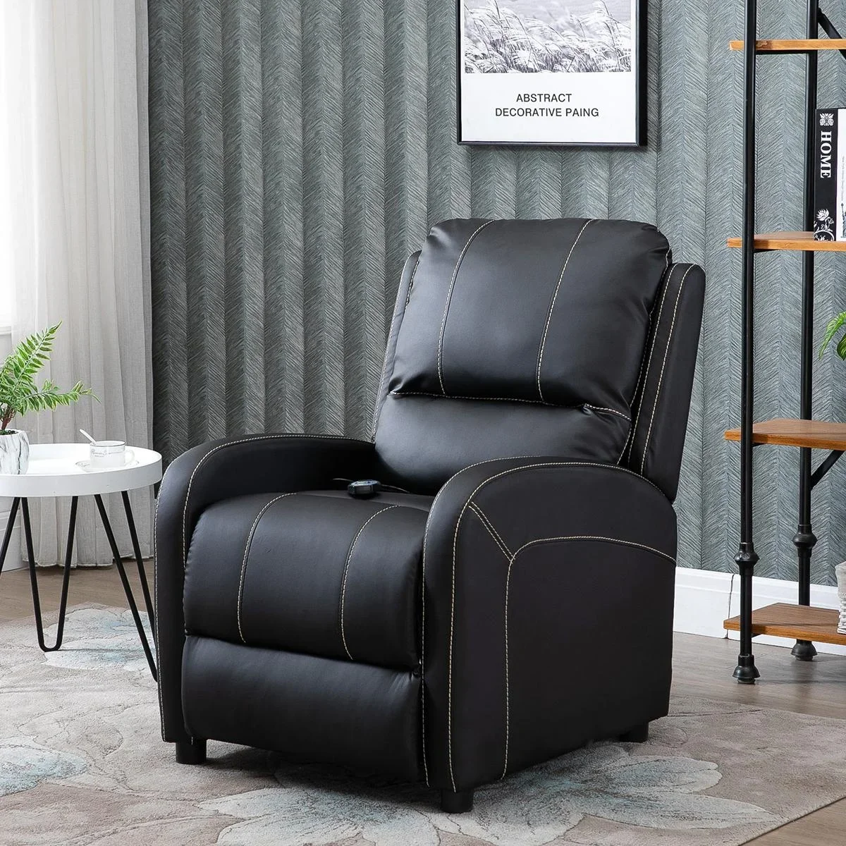 Massagesessel mit Fußstütze und Heizfunktion Relaxsessel Schwarz 70 x 93 x 100 cm - 1