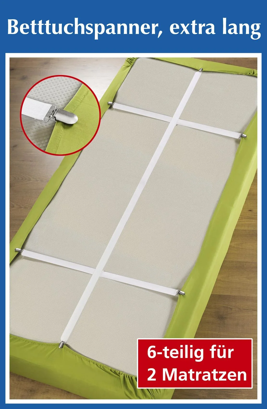 Betttuchspanner, extra lang, 6-teilig - 0