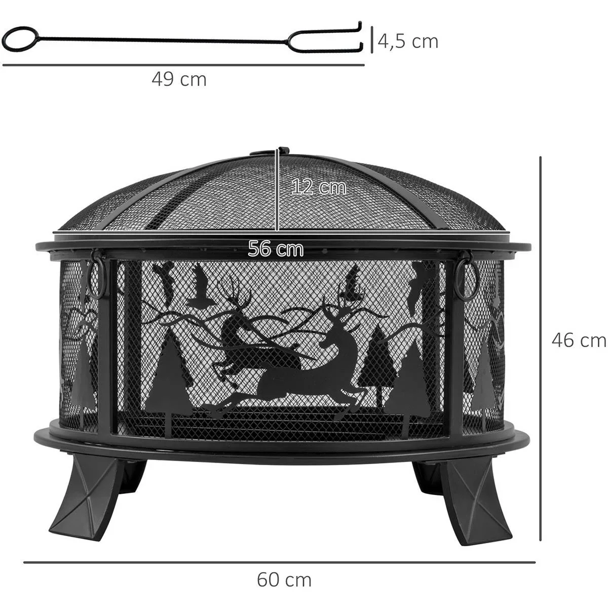 Feuerkorb mit Deckel 60 x 46 cm - 1