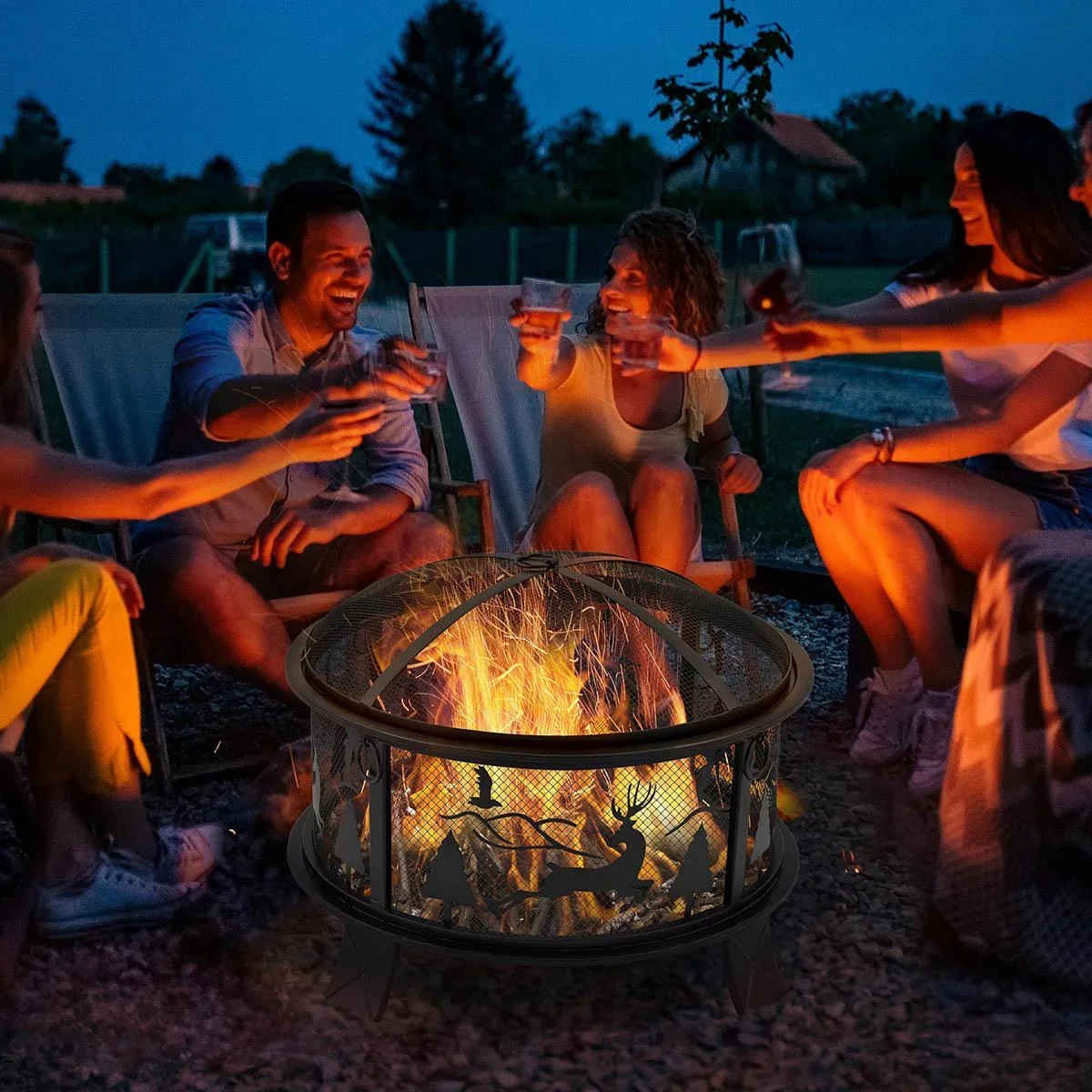 Feuerkorb mit Deckel 60 x 46 cm - 3